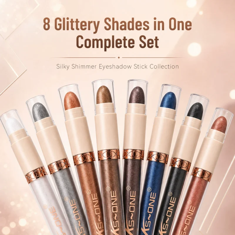 High gloss double head eye shadow pencil case color makeup matte pearl light portable color fast waterproof eye shadow eight piece set