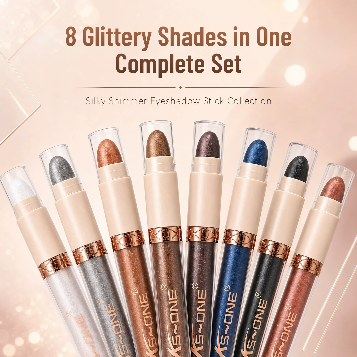 High gloss double head eye shadow pencil case color makeup matte pearl light portable color fast waterproof eye shadow eight piece set