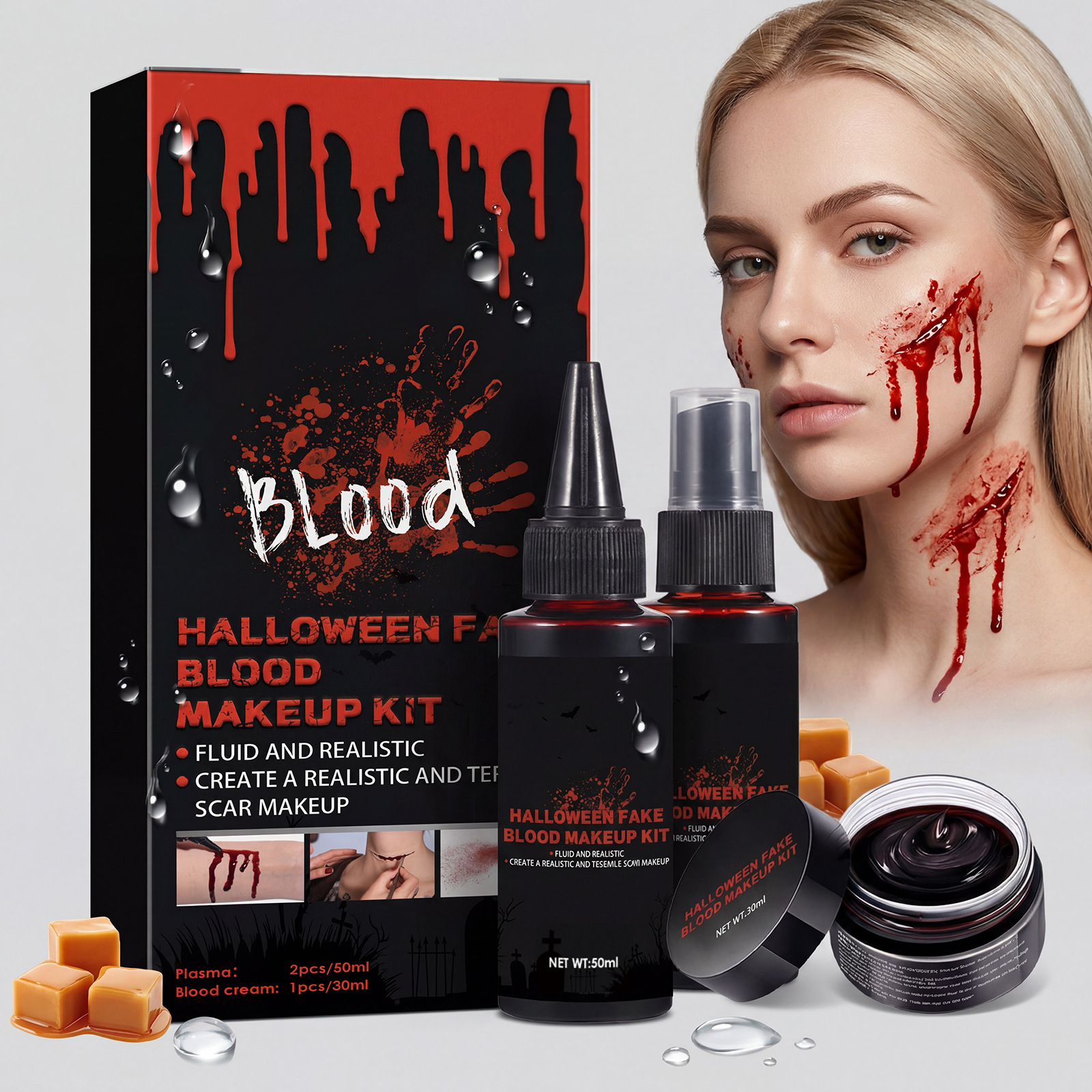Halloween fake blood makeup set creates festive atmosphere entertainment effect makeup horror party set