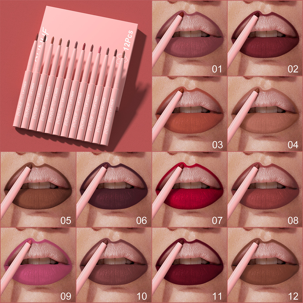 12-piece velvet matte lip liner set easy application nude lipstick lipstick pen - Image 2