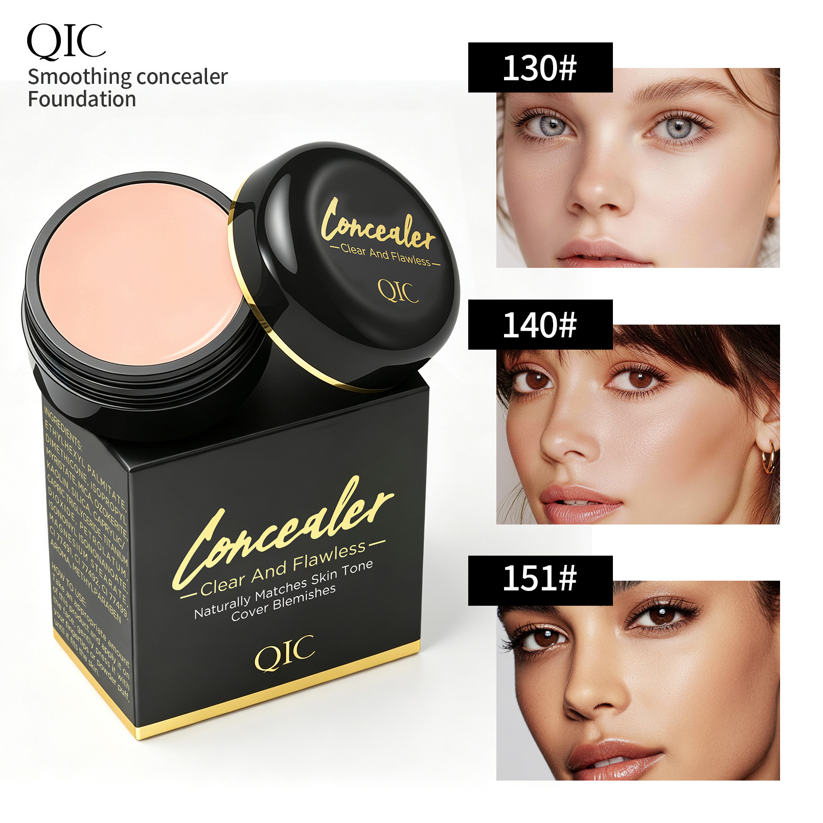 Skin softening foundation make-up concealer acne concealer black eye circles long-lasting non sticking powder - Image 3