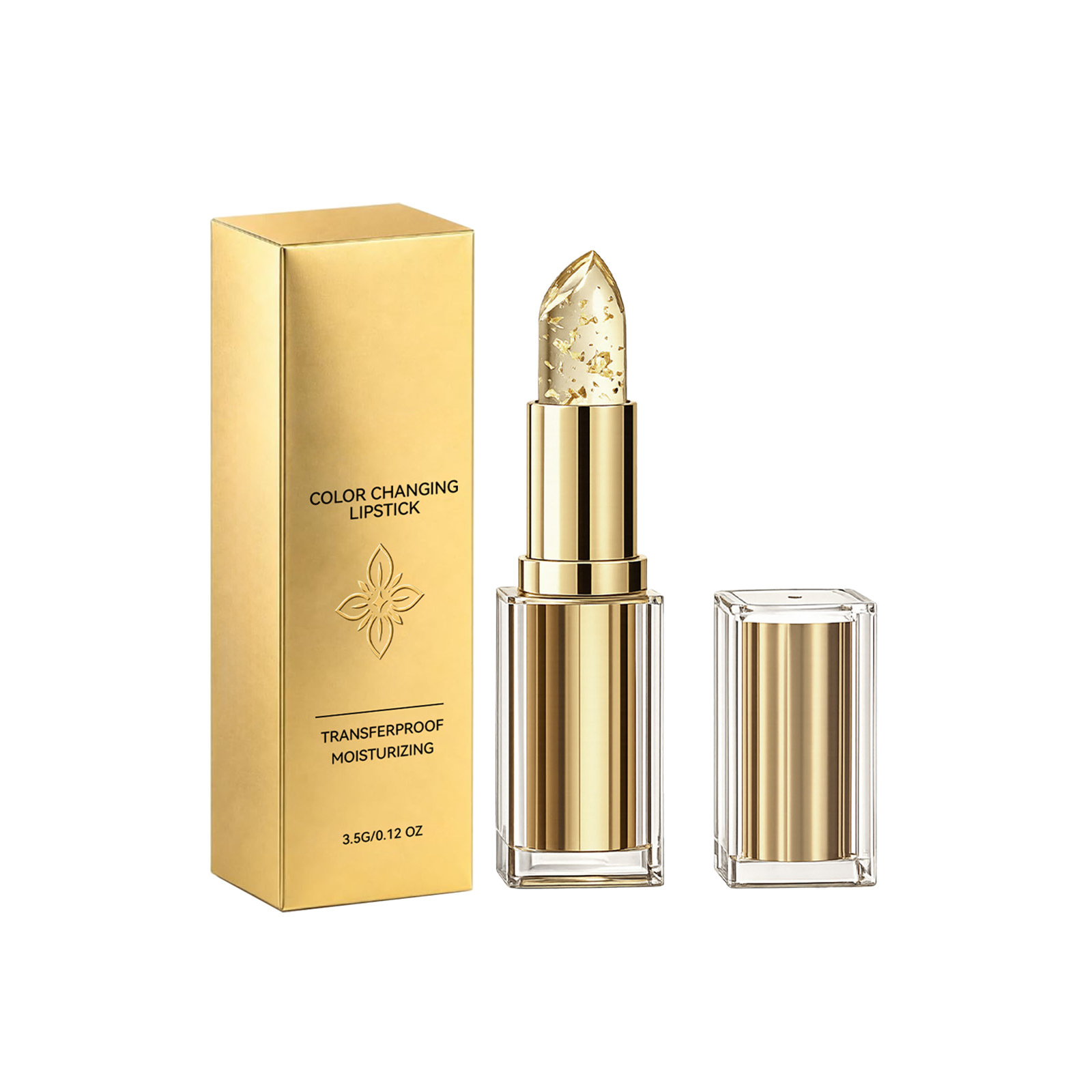 Hydrating Color-Changing Lipstick Gold Foil Color-Changing Moisturizing Lipstick Daily Gloss Soft & Lightweight Non-Greasy Care 3.5g