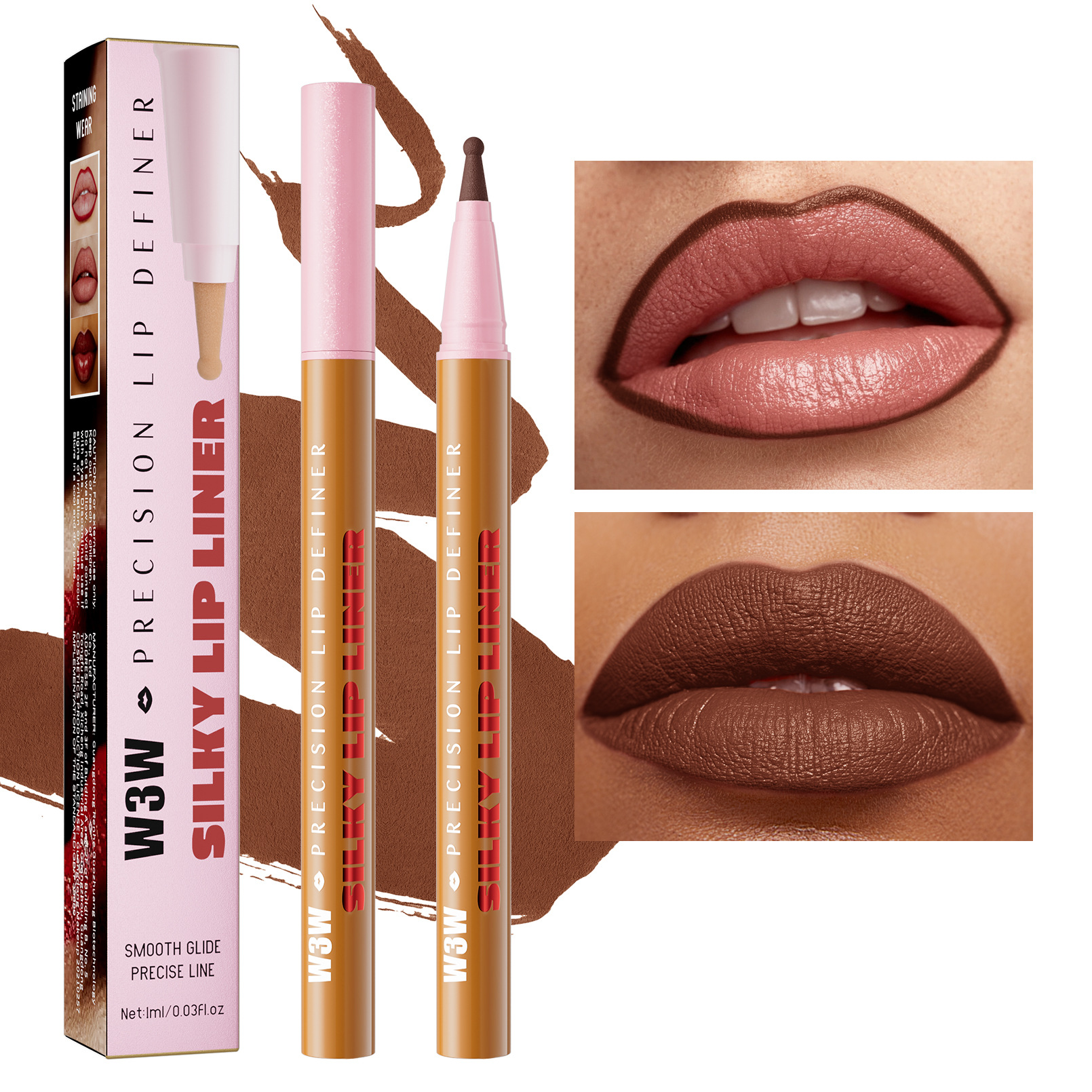 Silky raindrops lipliner waterproof durable matte line filling dual-use lip gloss