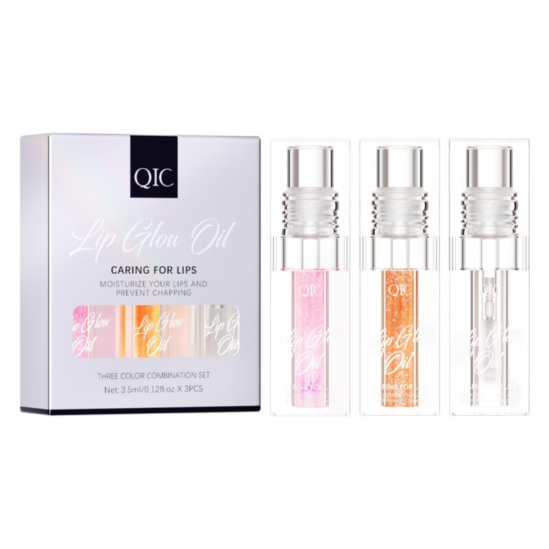 Lip oil 3-piece set fine sparkling rich lip transparent lip gloss lip moisturizing oil moisturizing