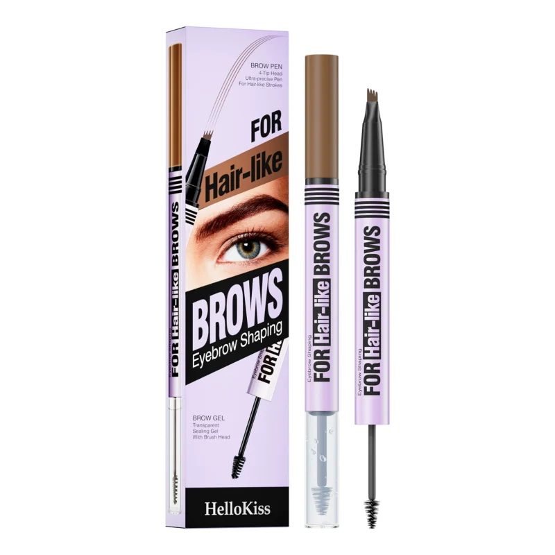 Four sided eyebrow pencil+waterproof sweat proof eyebrow glue wild eyebrow double headed eyebrow pencil