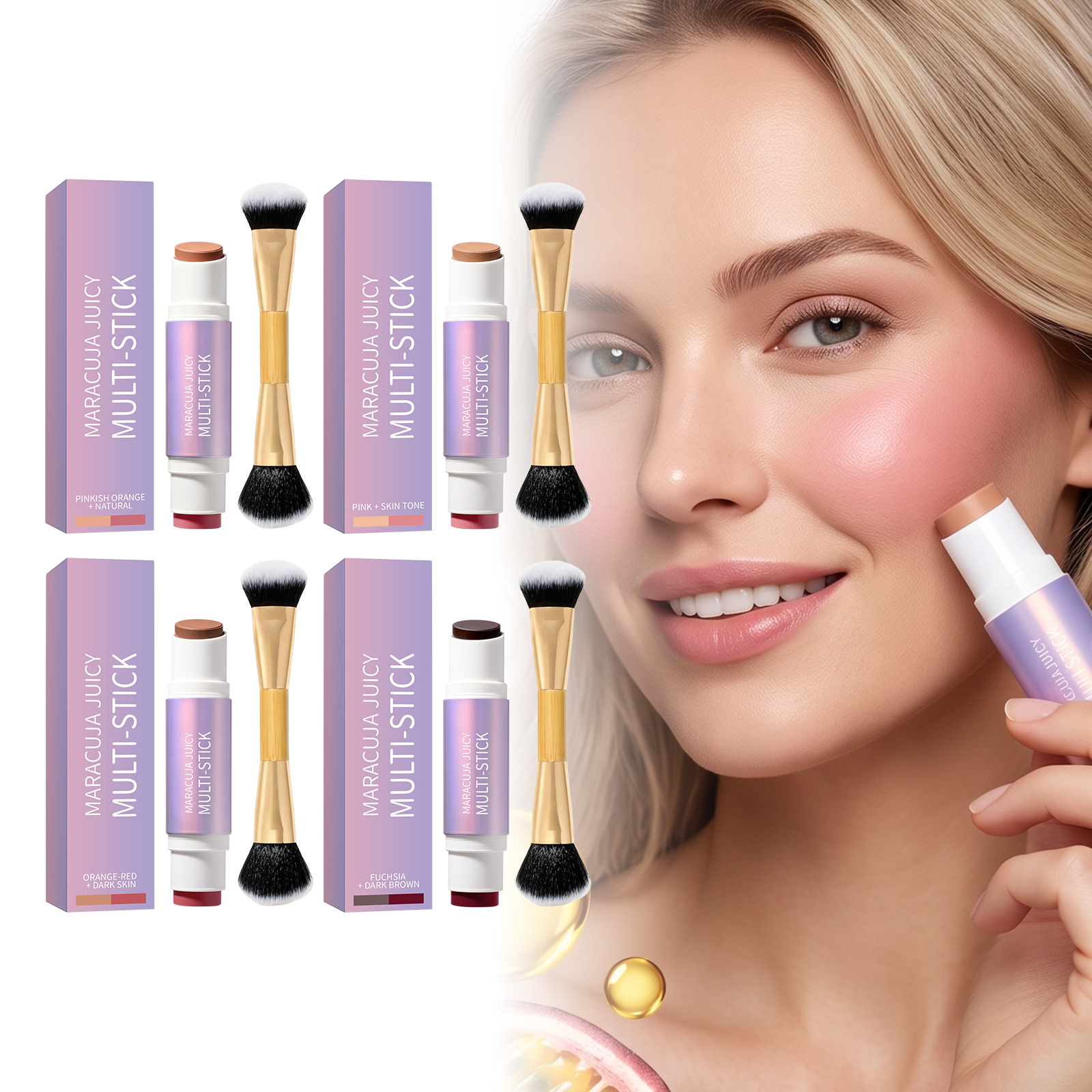 Multi effect Moisturizing powder blusher Repairing Stick Series Colorful Dyeing Smoothing Cheek Repairing Brightening Dual purpose Daily Makeup Stick