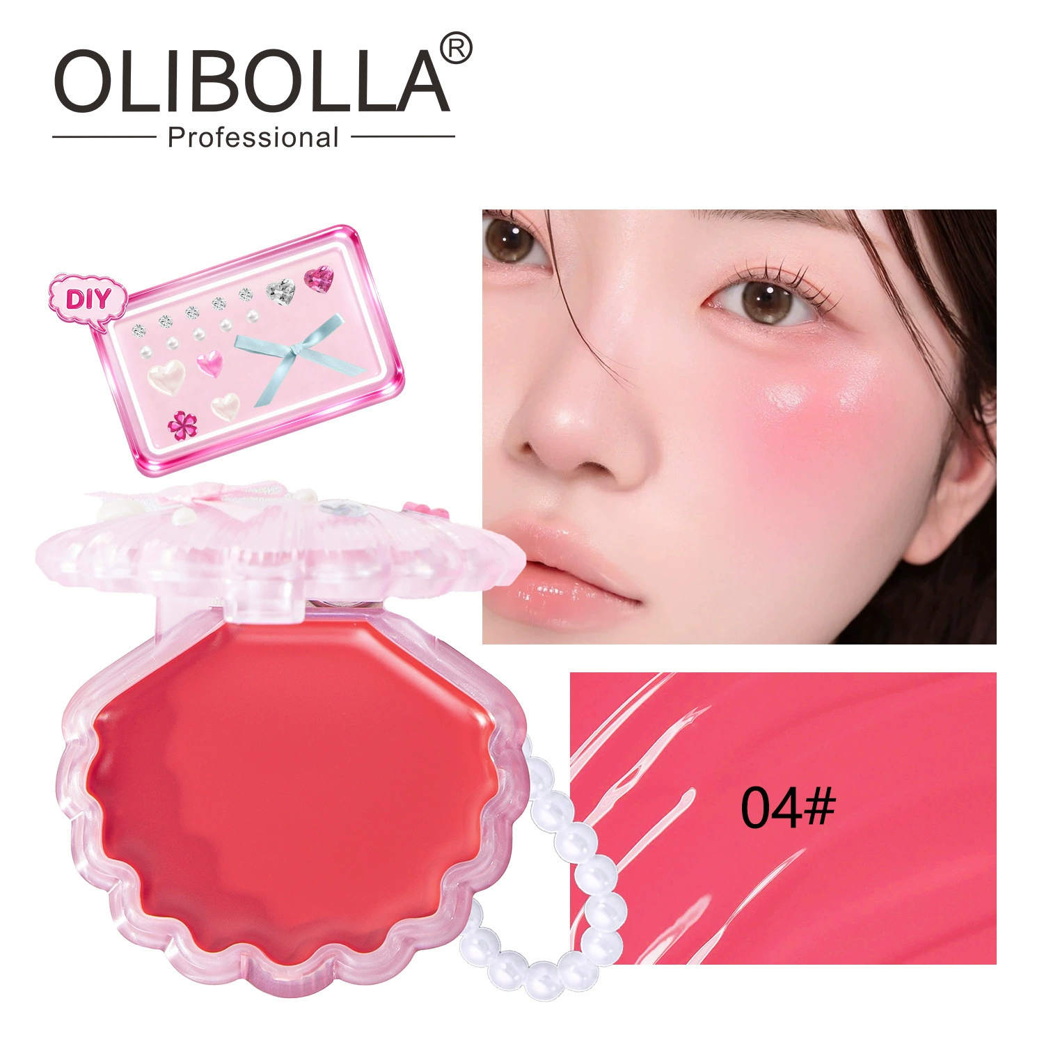 Shell powder blusher cream multipurpose lip and cheek DIY pearl powder blusher lasting color - Image 6