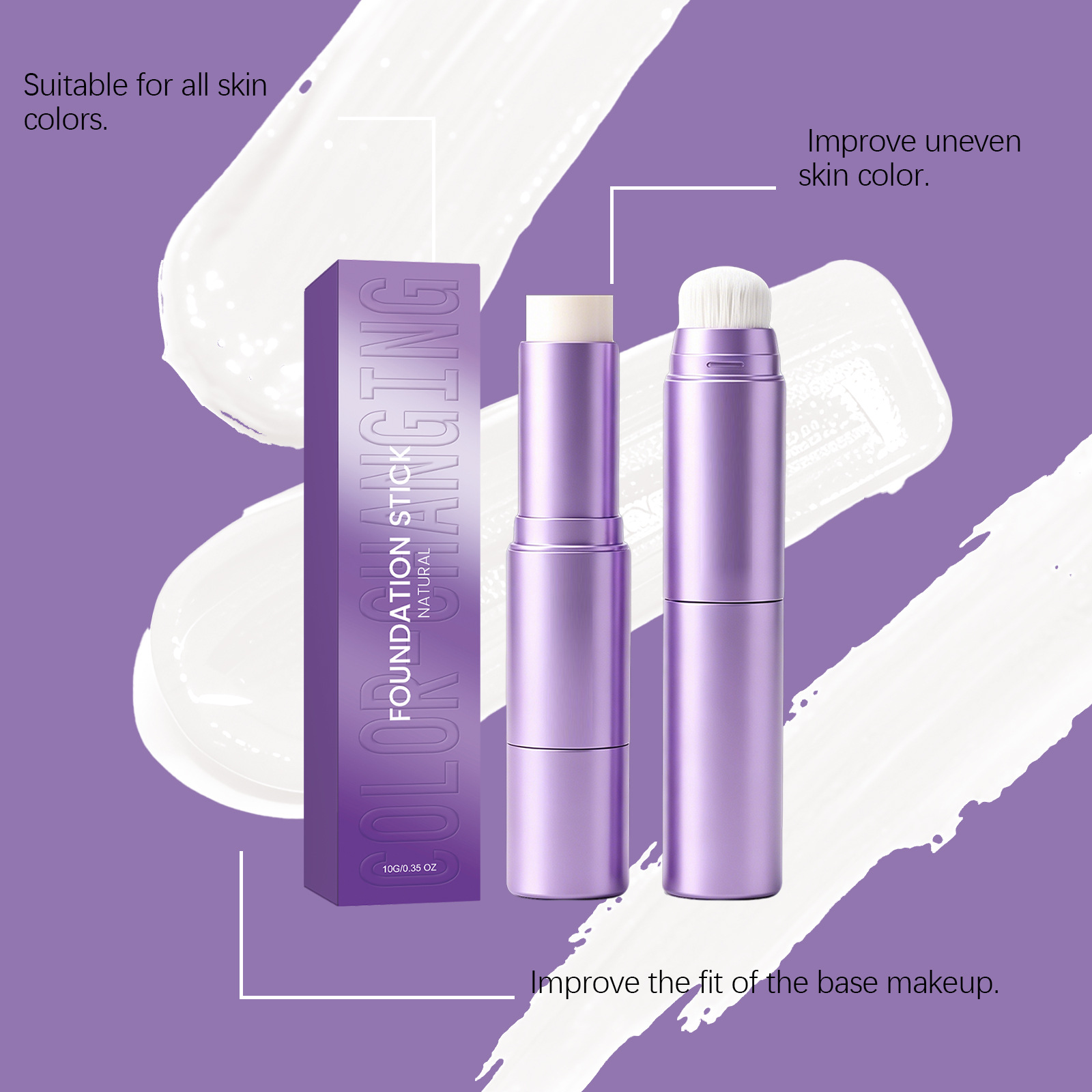 Two-in-One Color-Changing Foundation Stick (Natural Shade) Hydrating Flawless Matte Concealer - Image 5