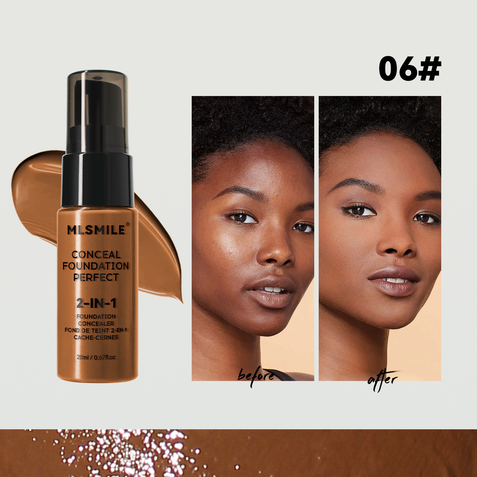 Oil control concealer moisturizing lasting 6-color liquid foundation matte oil control concealer foundation make-up European American makeup liquid foundation - Image 7