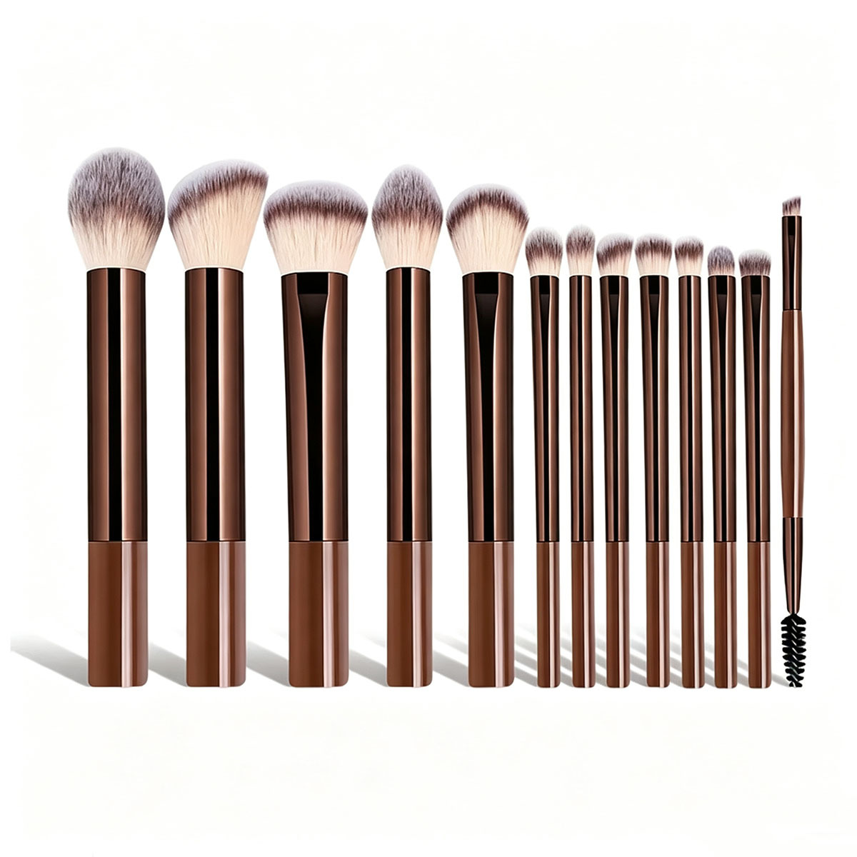 13pc coffee colored multi brush soft fiber bristle sloping surface paste brush precise brightening angled head triangle brush