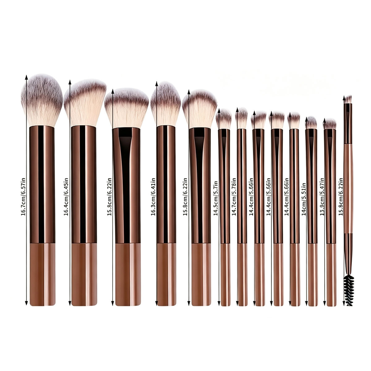 13pc coffee colored multi brush soft fiber bristle sloping surface paste brush precise brightening angled head triangle brush - Image 3