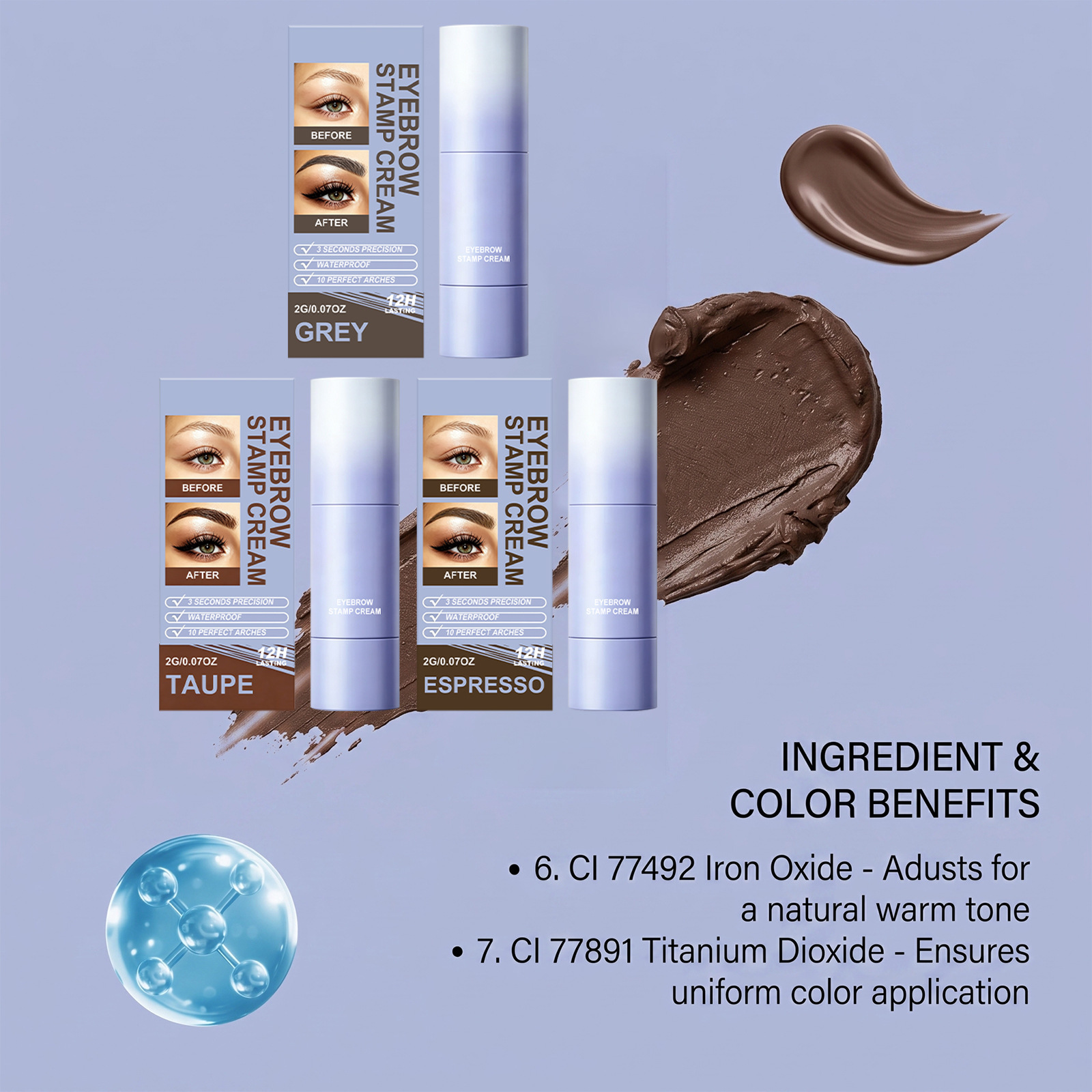 Eyebrow print cream natural three-dimensional color developmentmultiple colors apply makeup eyebrows anytime - Image 4