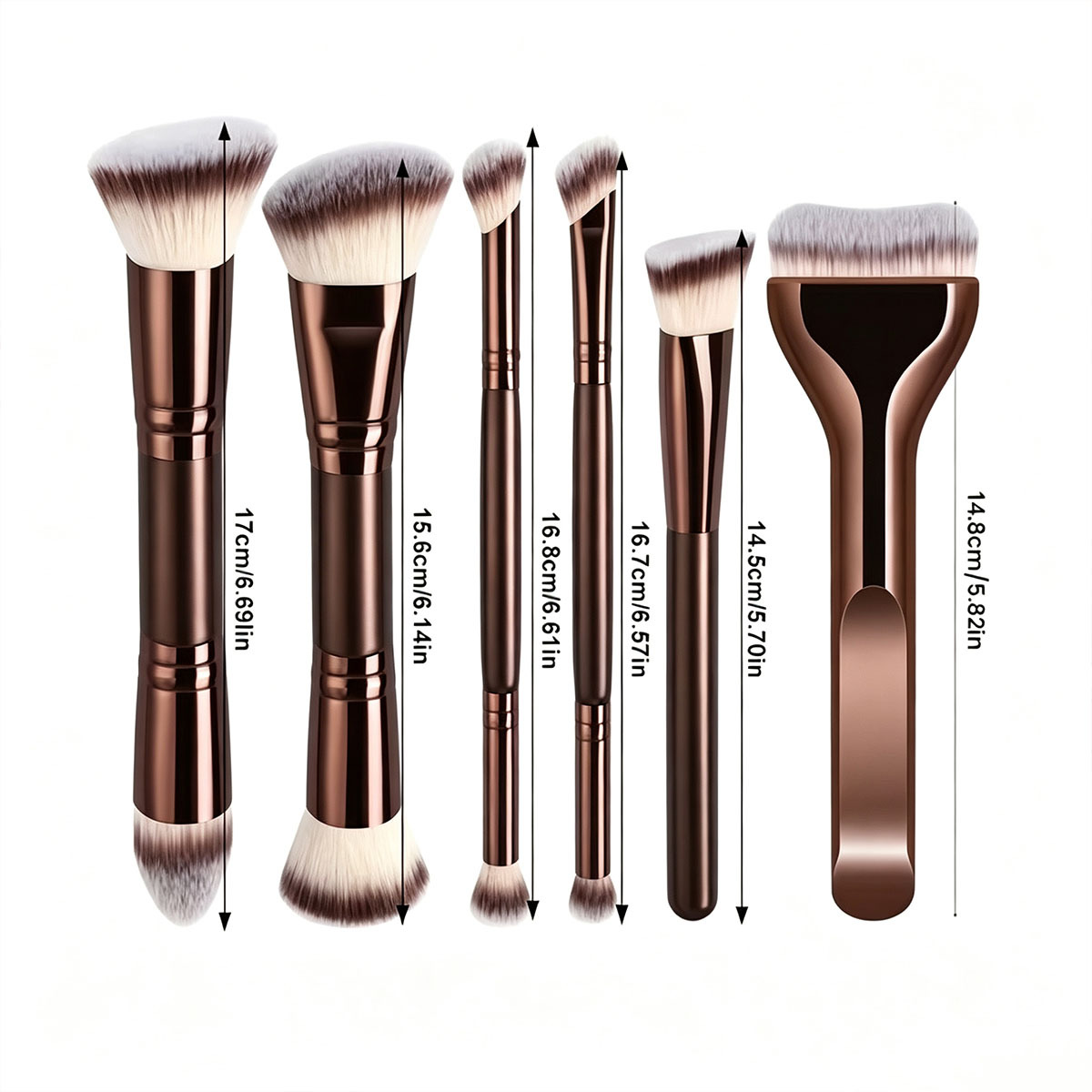 Coffee brown senior suit 4 pieces/5 pieces/6 pieces double head cover brush small pillow no trace foundation make-up brush triangle concealer brush - Image 4