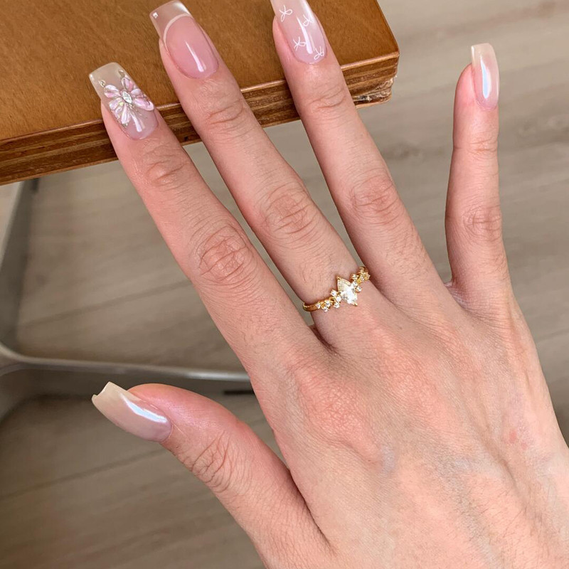 Women Gold Plated Marquise Cut Crystal Open Adjustable Ring Vintage Shiny Rhinestone Stackable Finger Jewelry - Image 2