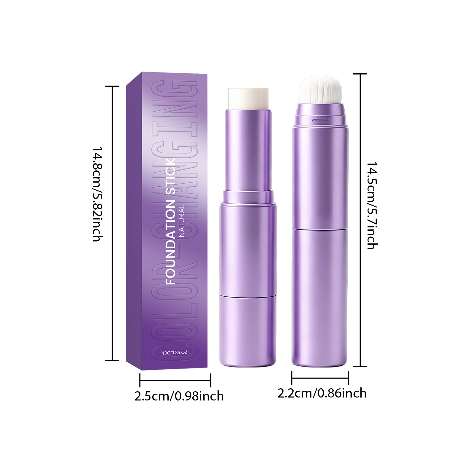 Two-in-One Color-Changing Foundation Stick (Natural Shade) Hydrating Flawless Matte Concealer - Image 2