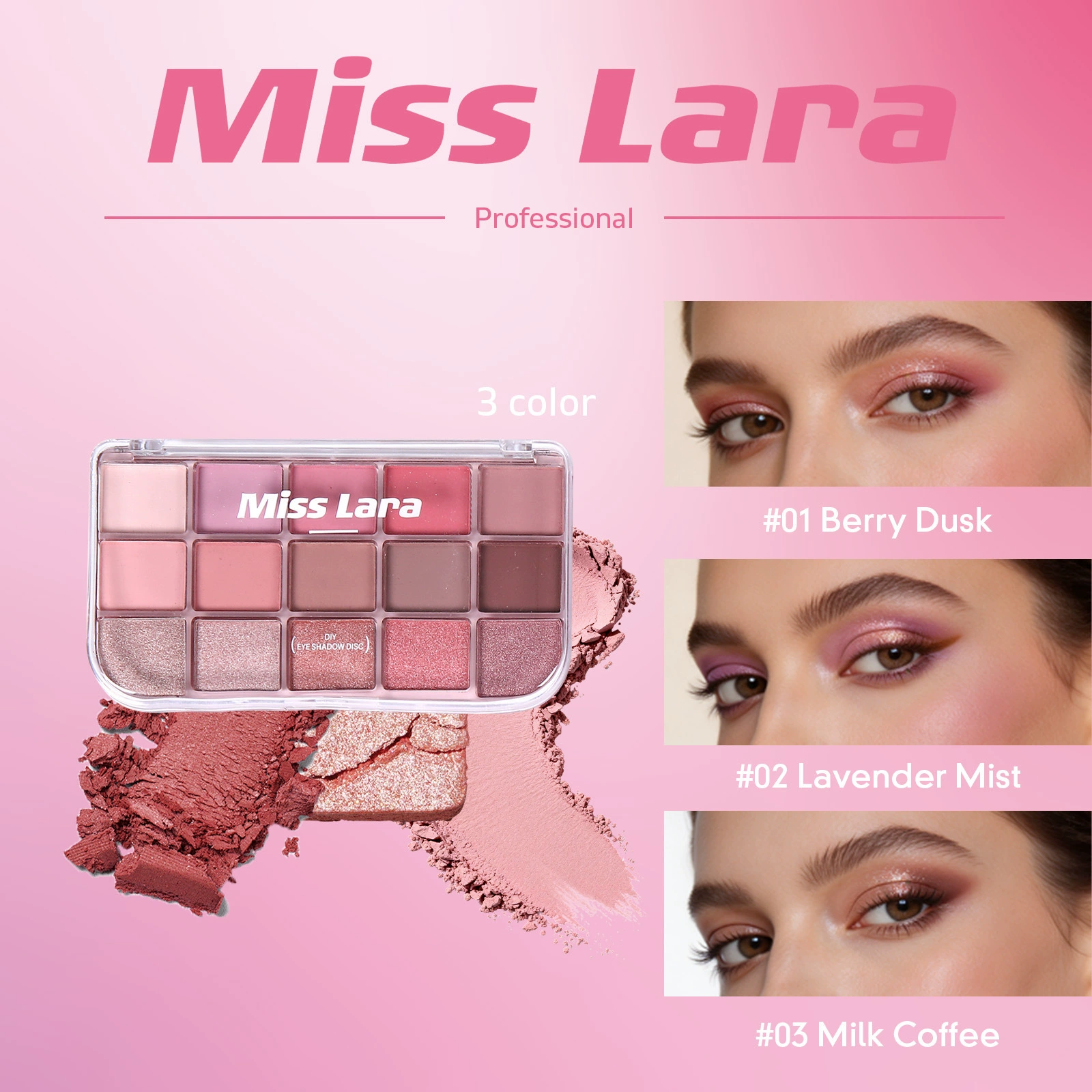 Fifteen color eye shadow plate is dull shiny the ground color smoked pink purple the sun is often dizzy Cross border color makeup eye shadow - Image 2