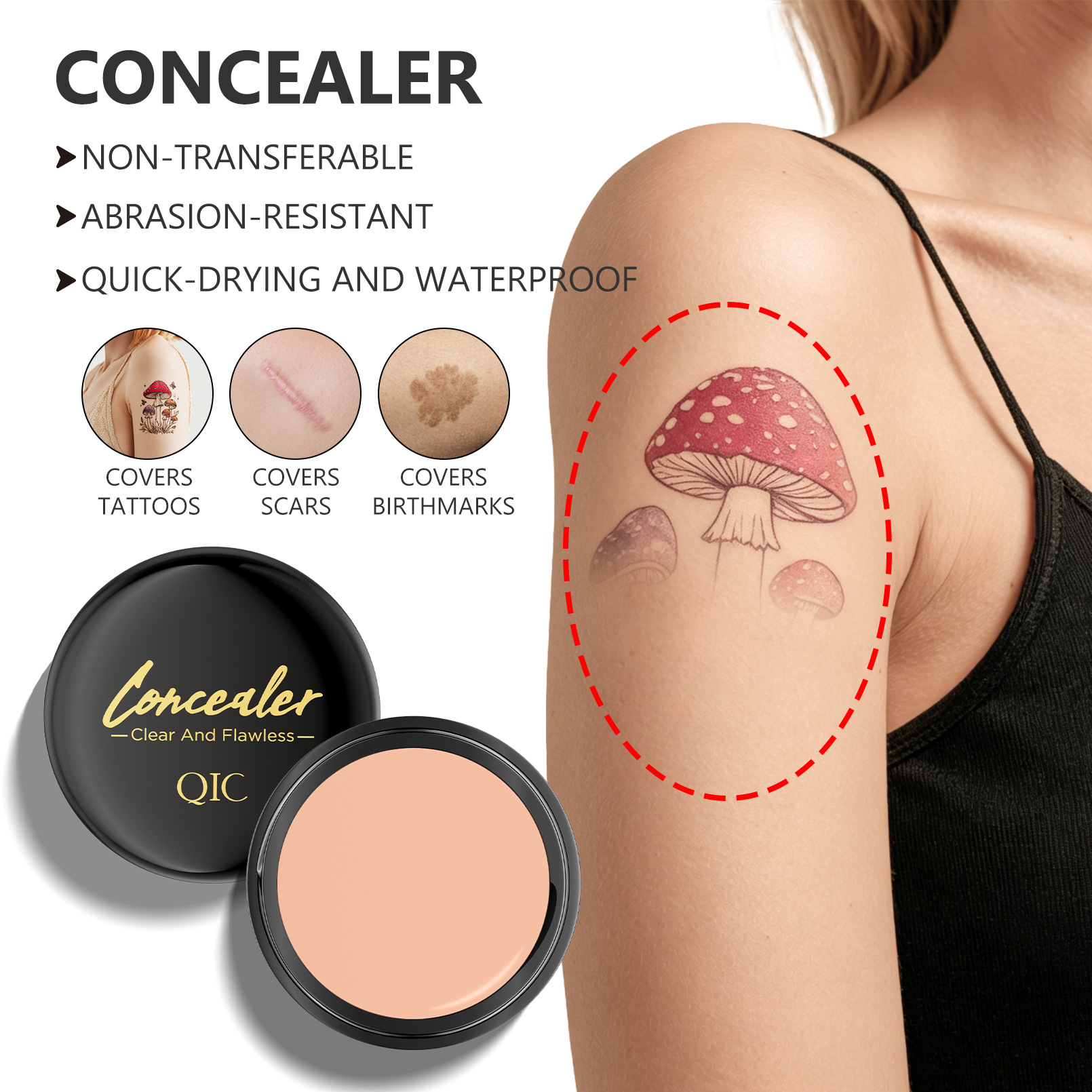 Skin softening foundation make-up concealer acne concealer black eye circles long-lasting non sticking powder - Image 4