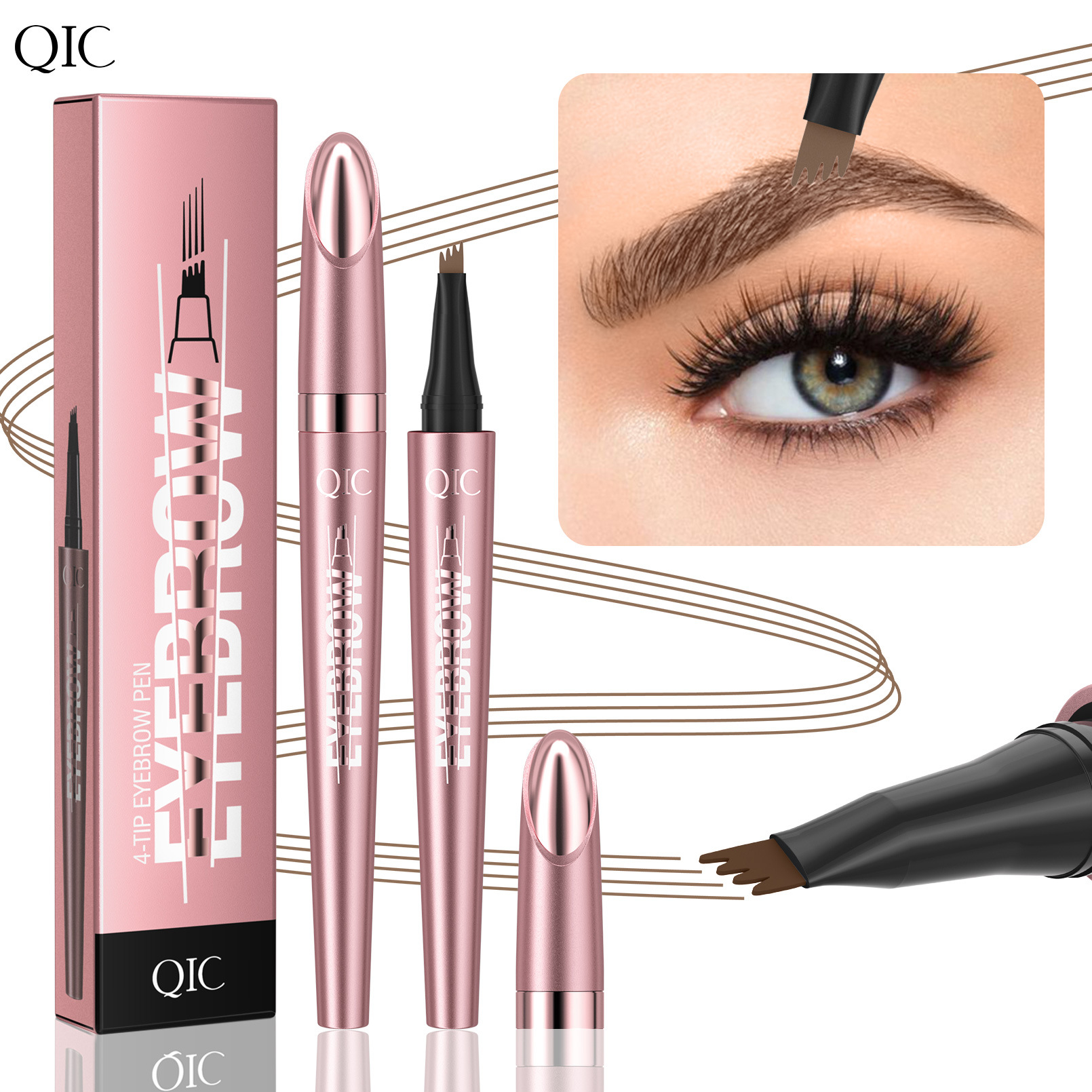 Four fork liquid eyebrow pencil four heads four claws waterproof sweat proof not easily smudged - Image 3