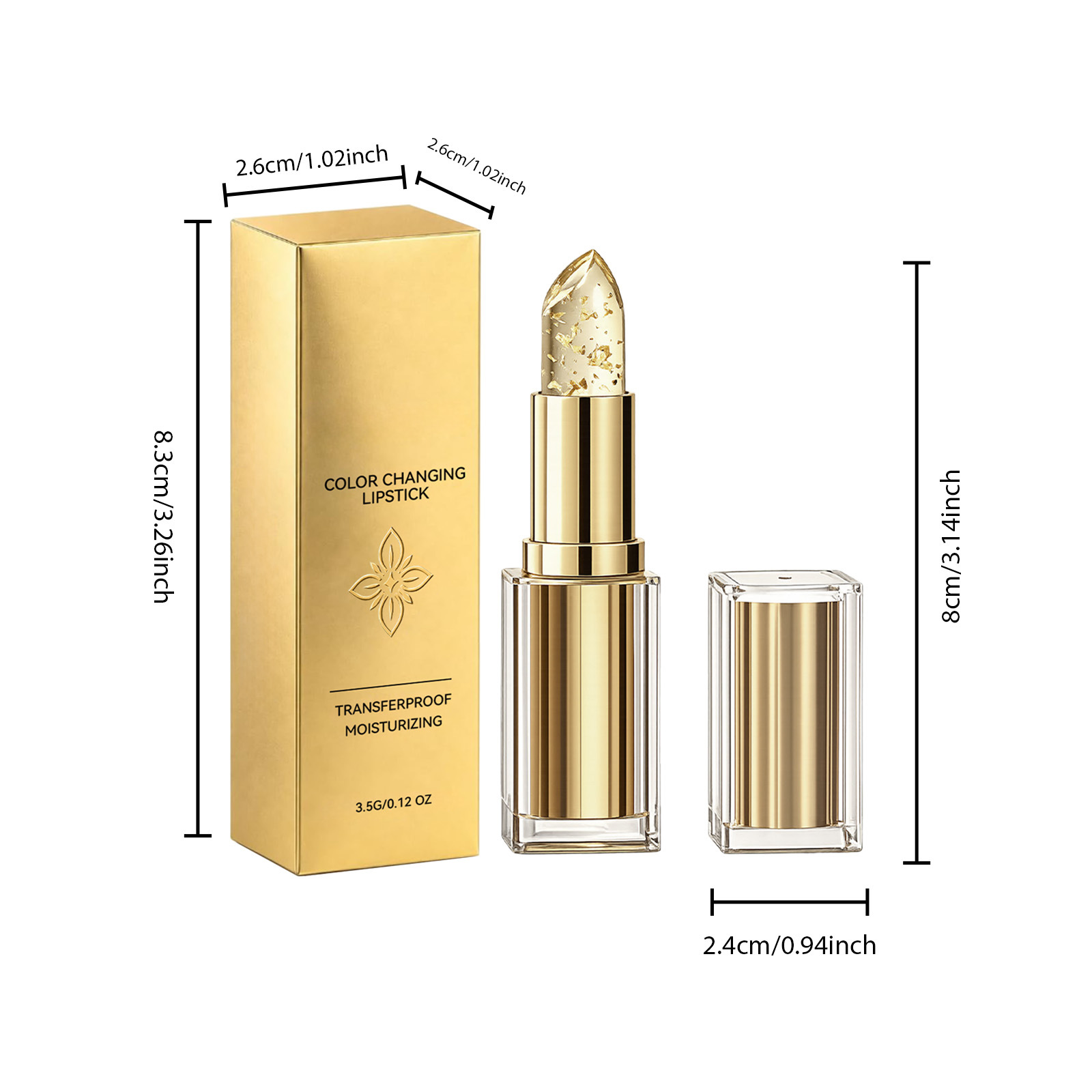 Hydrating Color-Changing Lipstick Gold Foil Color-Changing Moisturizing Lipstick Daily Gloss Soft & Lightweight Non-Greasy Care 3.5g - Image 3
