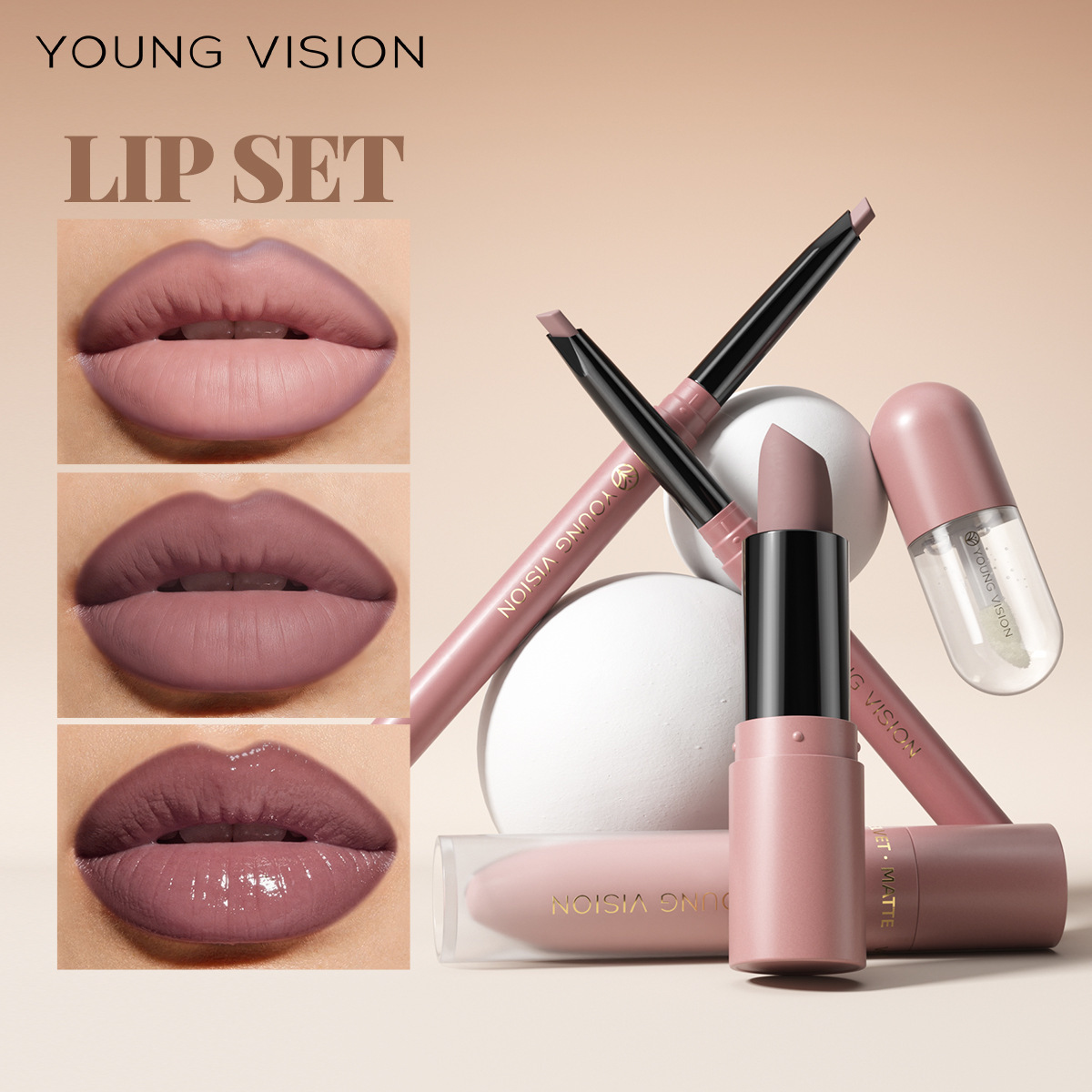 Lip set 4 lipliner lipstick liquid lipstick lip oil set 8 colors optional - Image 2