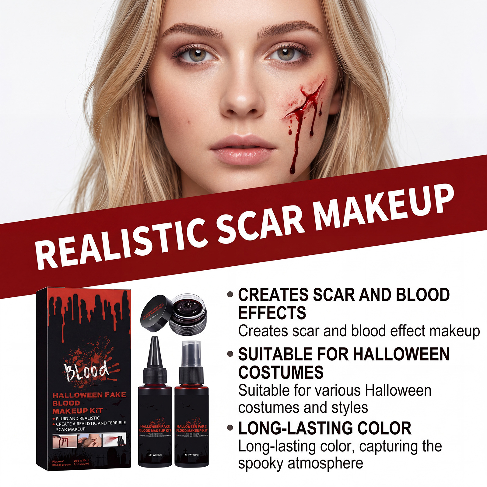 Halloween fake blood makeup set creates festive atmosphere entertainment effect makeup horror party set - Image 3