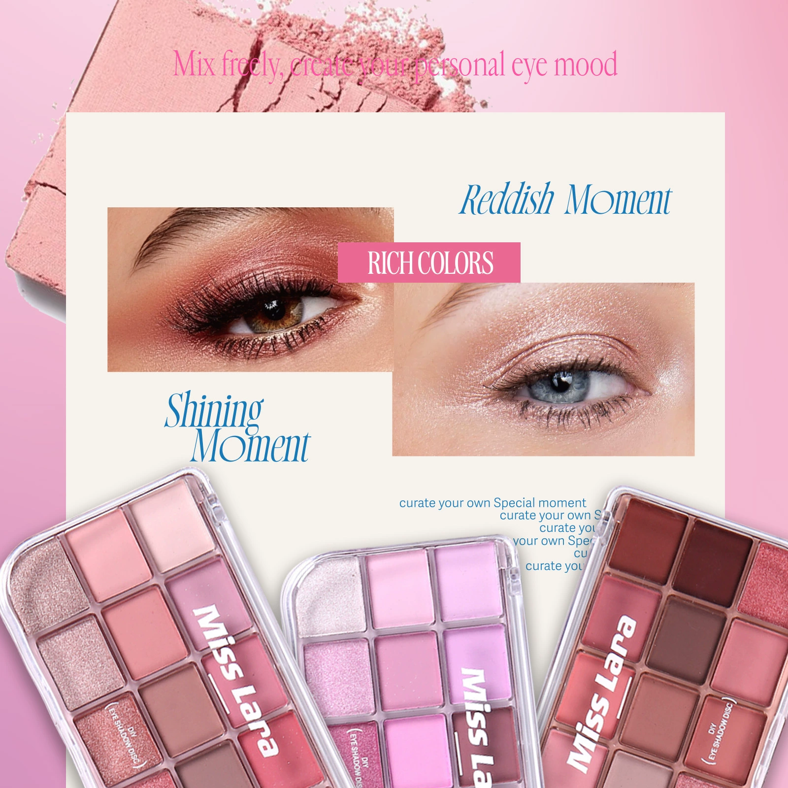 Fifteen color eye shadow plate is dull shiny the ground color smoked pink purple the sun is often dizzy Cross border color makeup eye shadow - Image 3