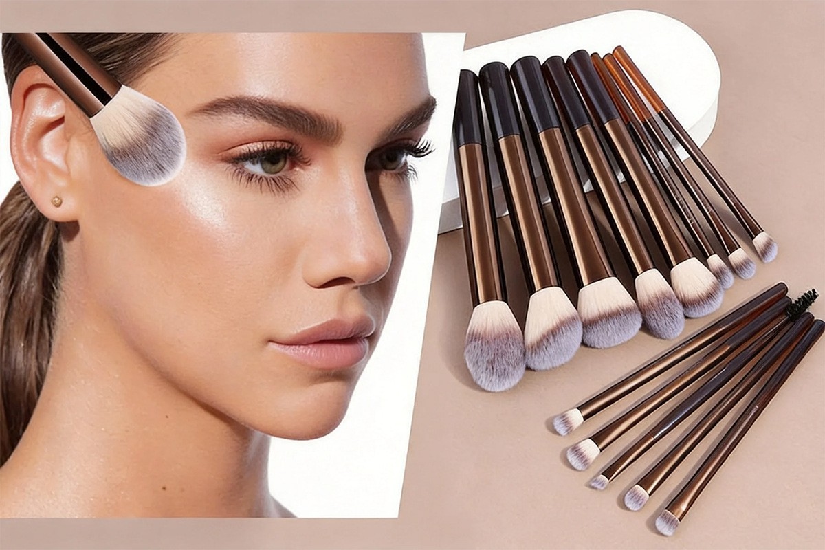 13pc coffee colored multi brush soft fiber bristle sloping surface paste brush precise brightening angled head triangle brush - Image 6