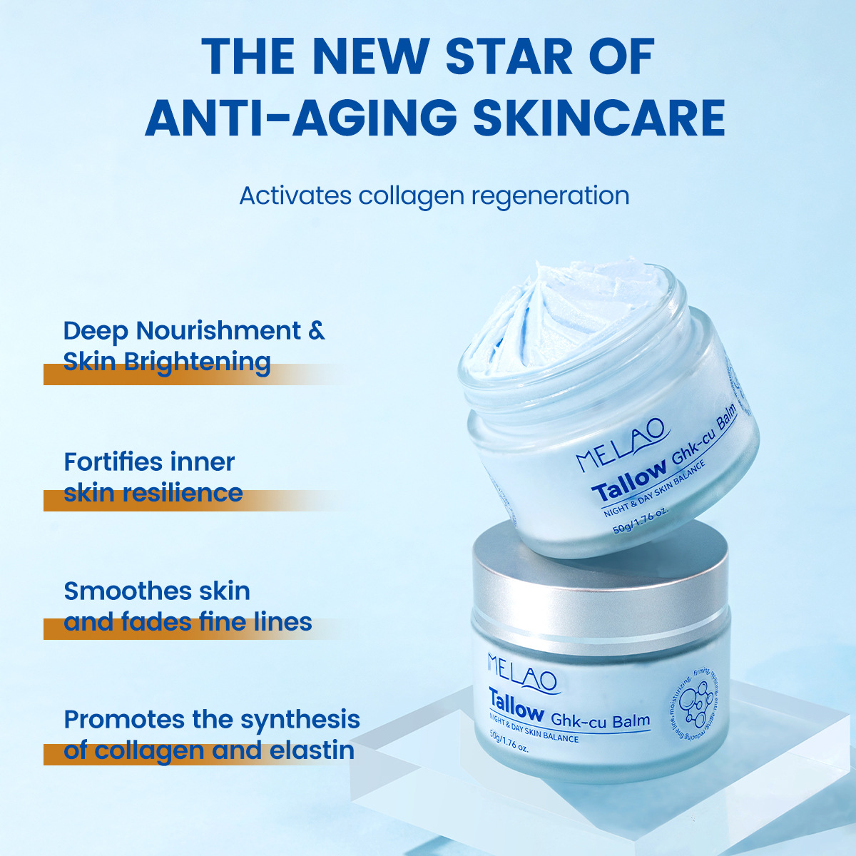 Blue copper peptide tallow face cream customized moisturizing methylene blue moisturizing cream firming repair cream - Image 3
