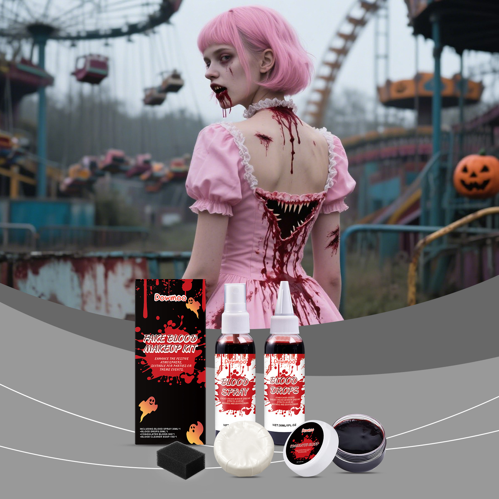 Halloween fake blood makeup set funny makeup plasma drops makeup blood mimicking props holiday party - Image 3
