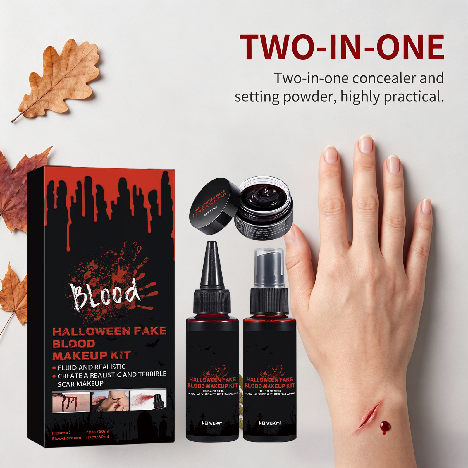 Halloween fake blood makeup set creates festive atmosphere entertainment effect makeup horror party set - Image 4