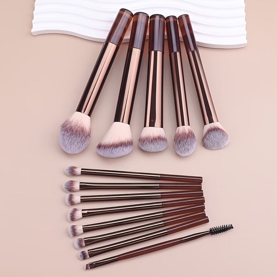 13pc coffee colored multi brush soft fiber bristle sloping surface paste brush precise brightening angled head triangle brush - Image 5