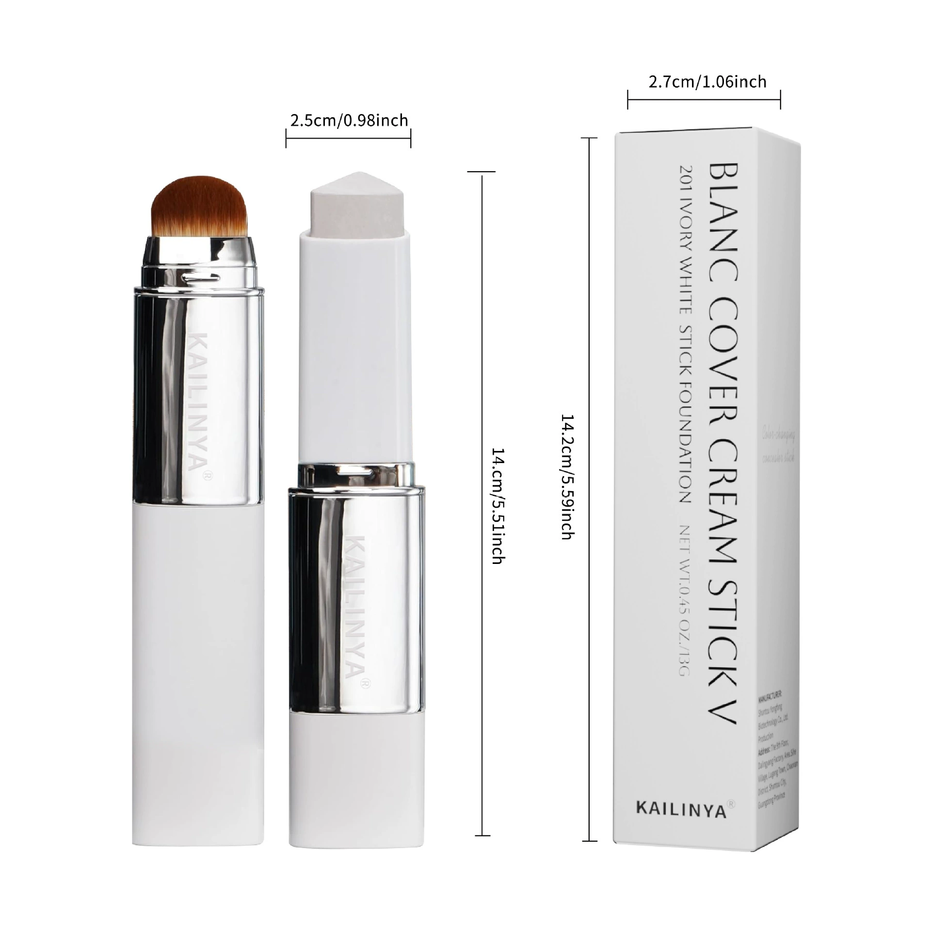 Flawless foundation make-up cream long-lasting makeup waterproof sweat proof concealer/face repair double head color changing foundation make-up stick