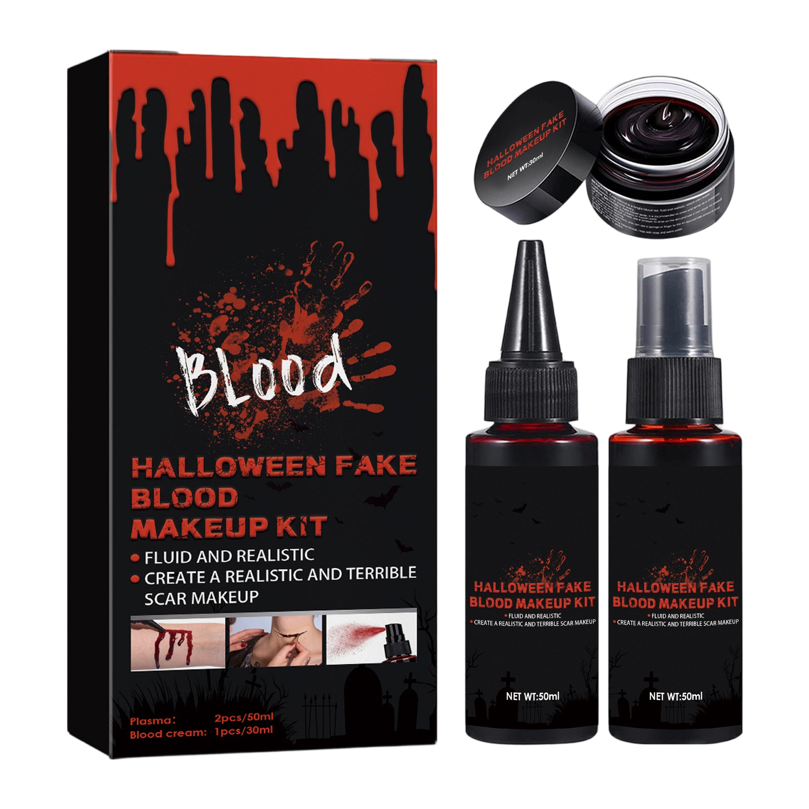 Halloween fake blood makeup set creates festive atmosphere entertainment effect makeup horror party set - Image 5
