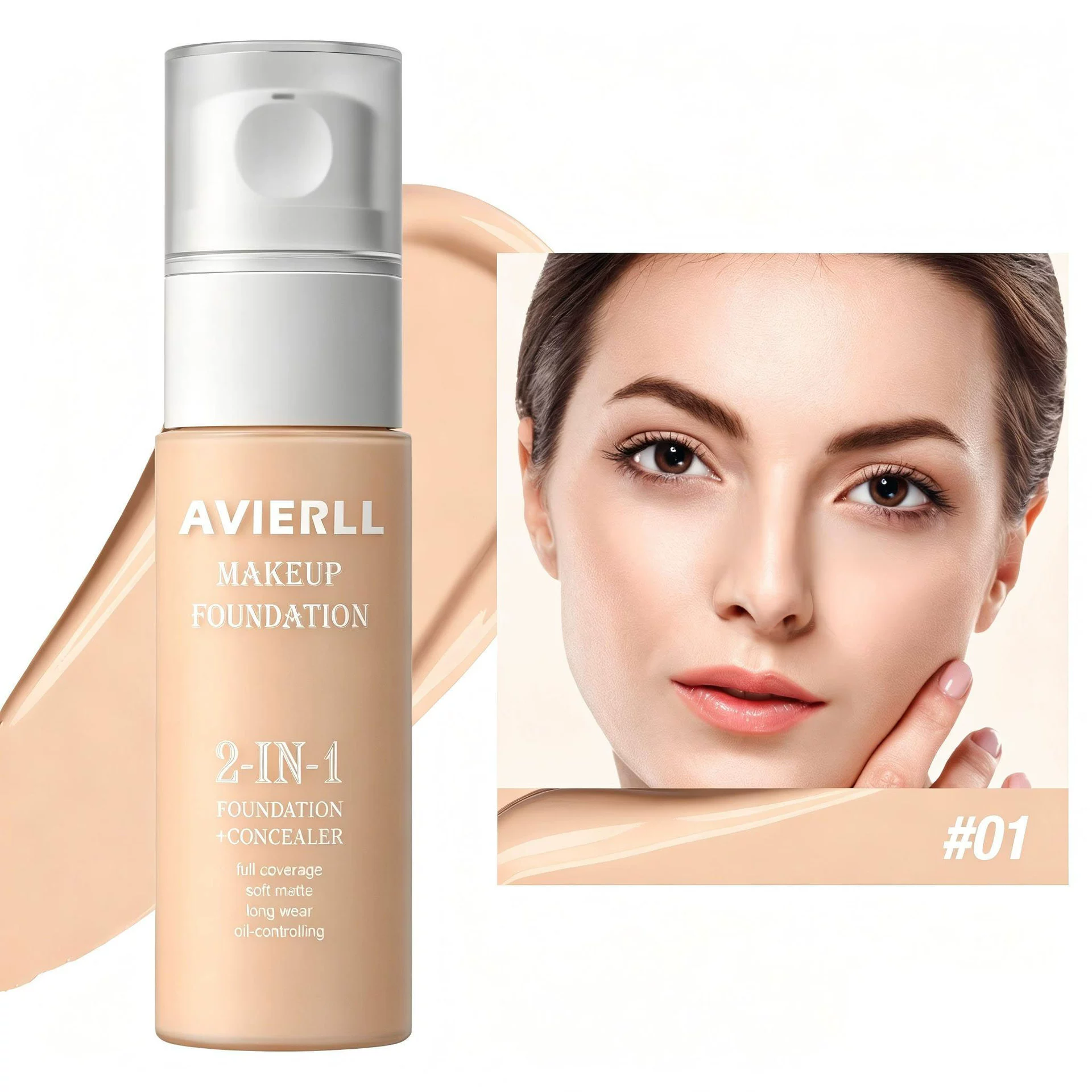 Moisturizing liquid foundation keep makeup a long time waterproof easy push off oil control concealer foundation make-up - Image 2