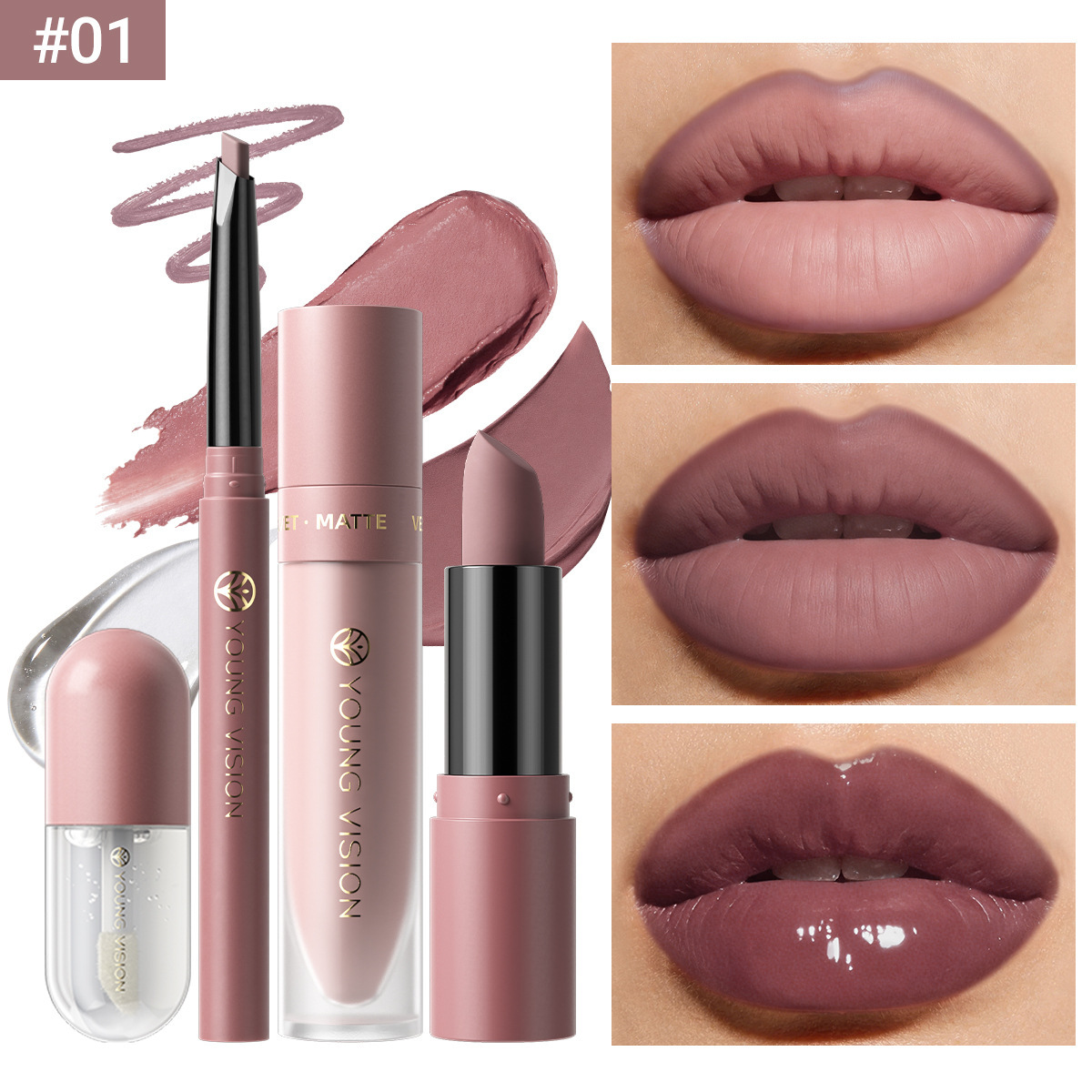Lip set 4 lipliner lipstick liquid lipstick lip oil set 8 colors optional - Image 5