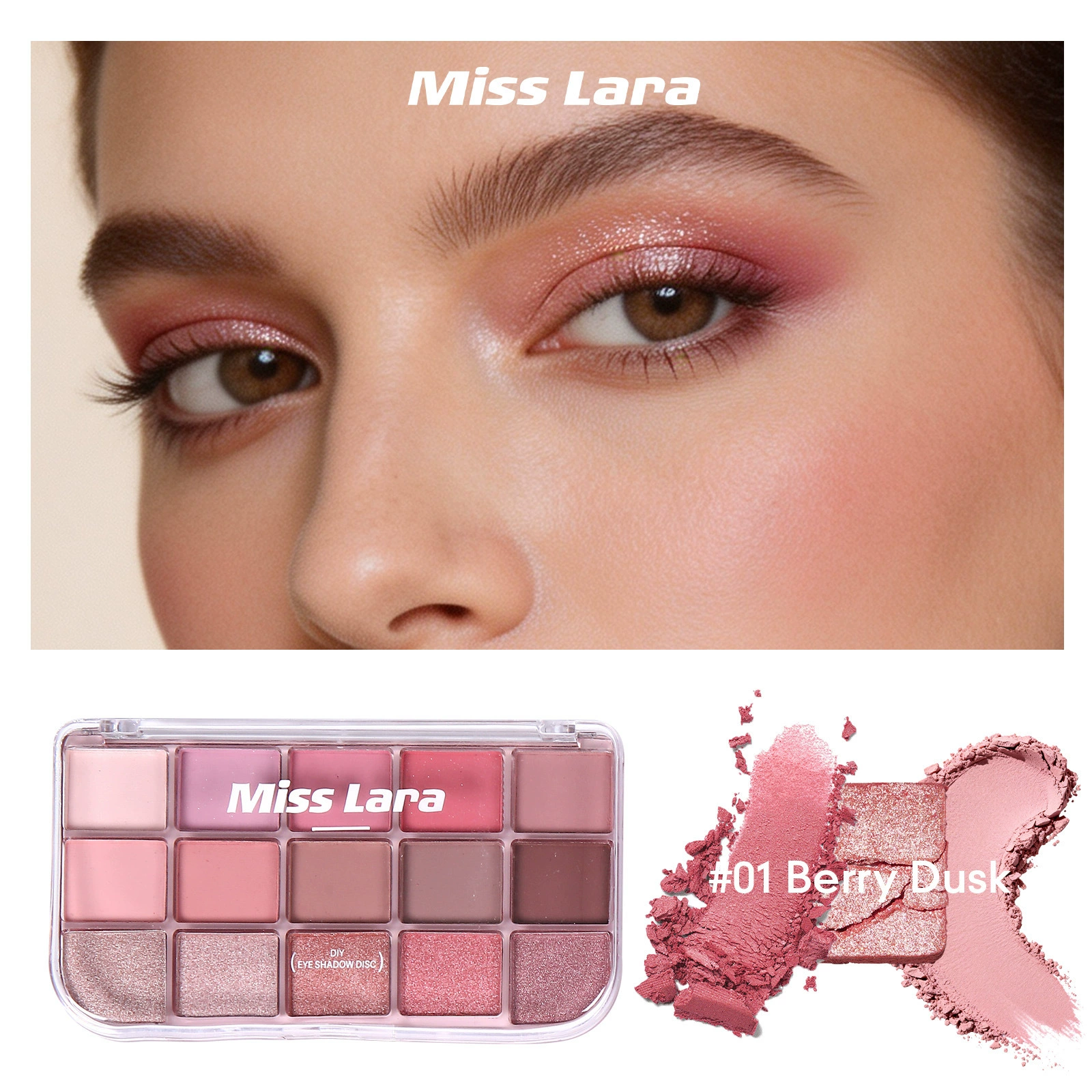Fifteen color eye shadow plate is dull shiny the ground color smoked pink purple the sun is often dizzy Cross border color makeup eye shadow - Image 5