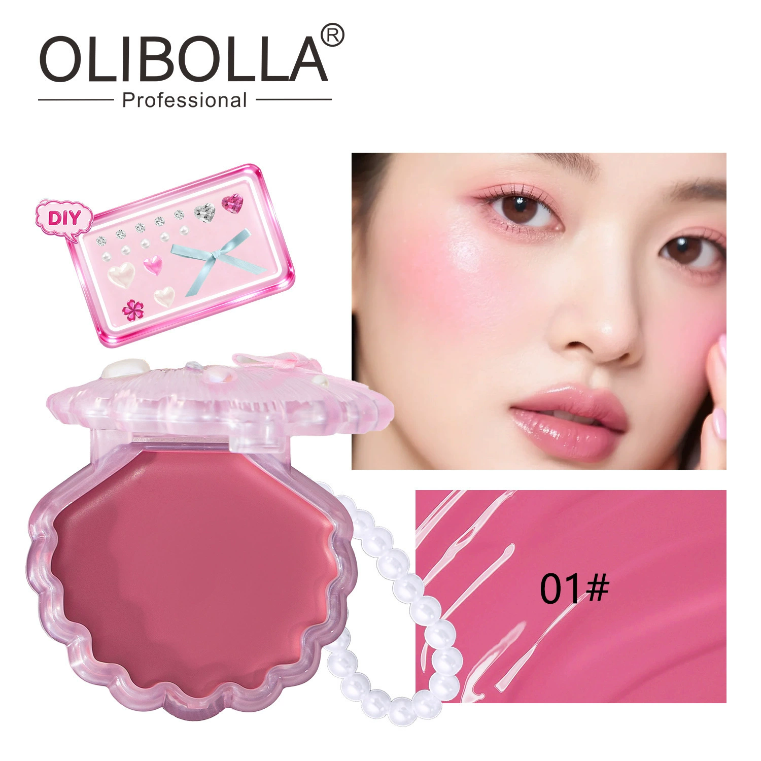 Shell powder blusher cream multipurpose lip and cheek DIY pearl powder blusher lasting color - Image 3