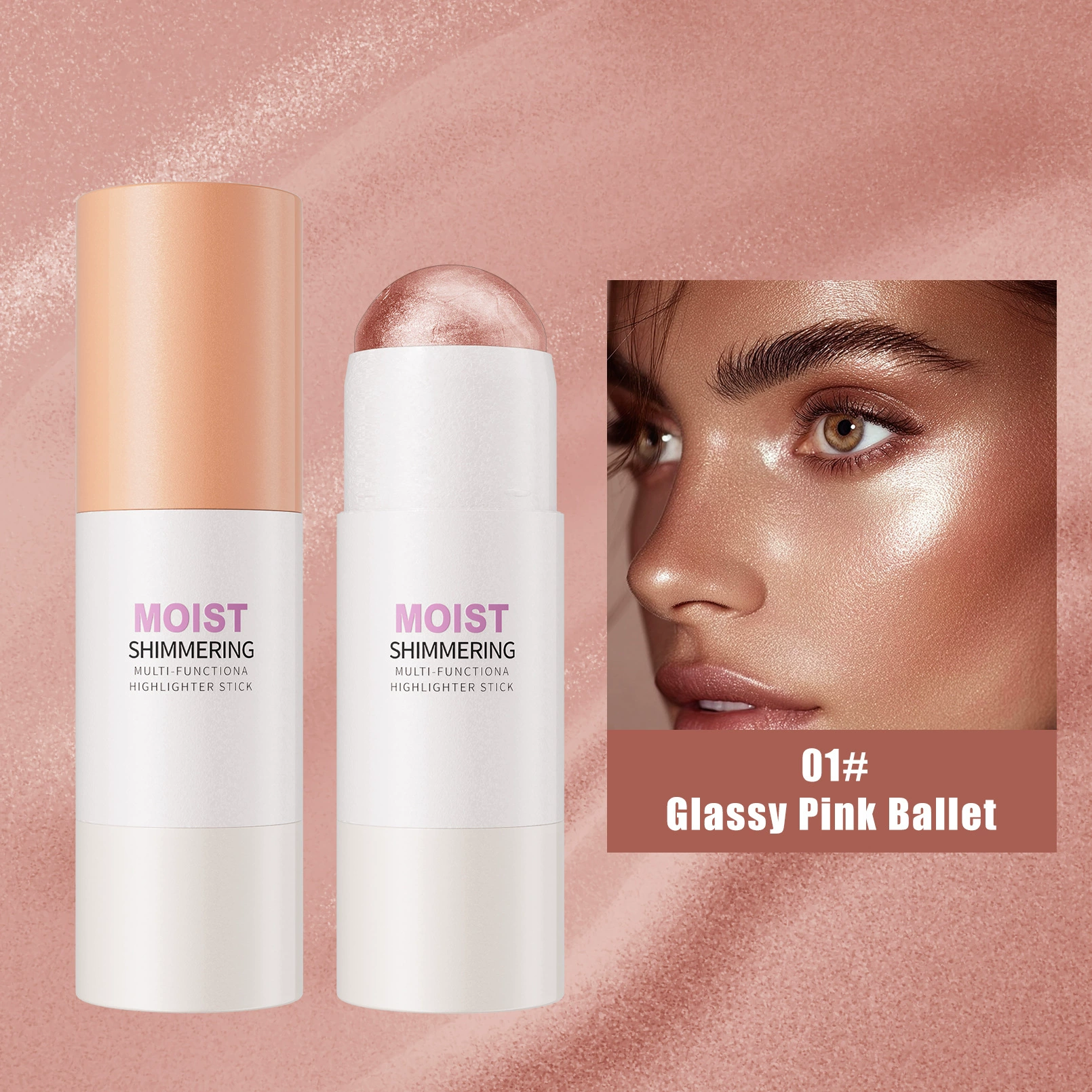 High gloss stick pearl three-dimensional modification semi transparent glass gloss highlighter pen - Image 2