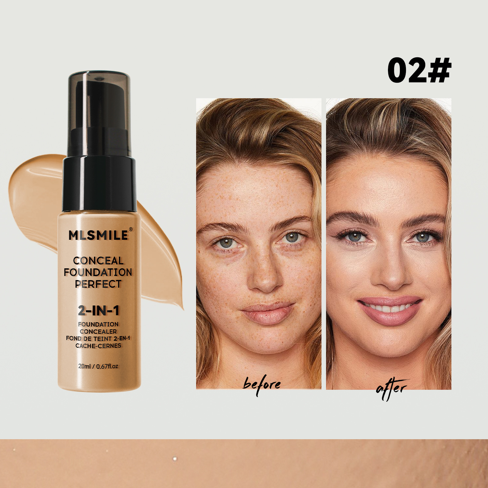 Oil control concealer moisturizing lasting 6-color liquid foundation matte oil control concealer foundation make-up European American makeup liquid foundation - Image 3