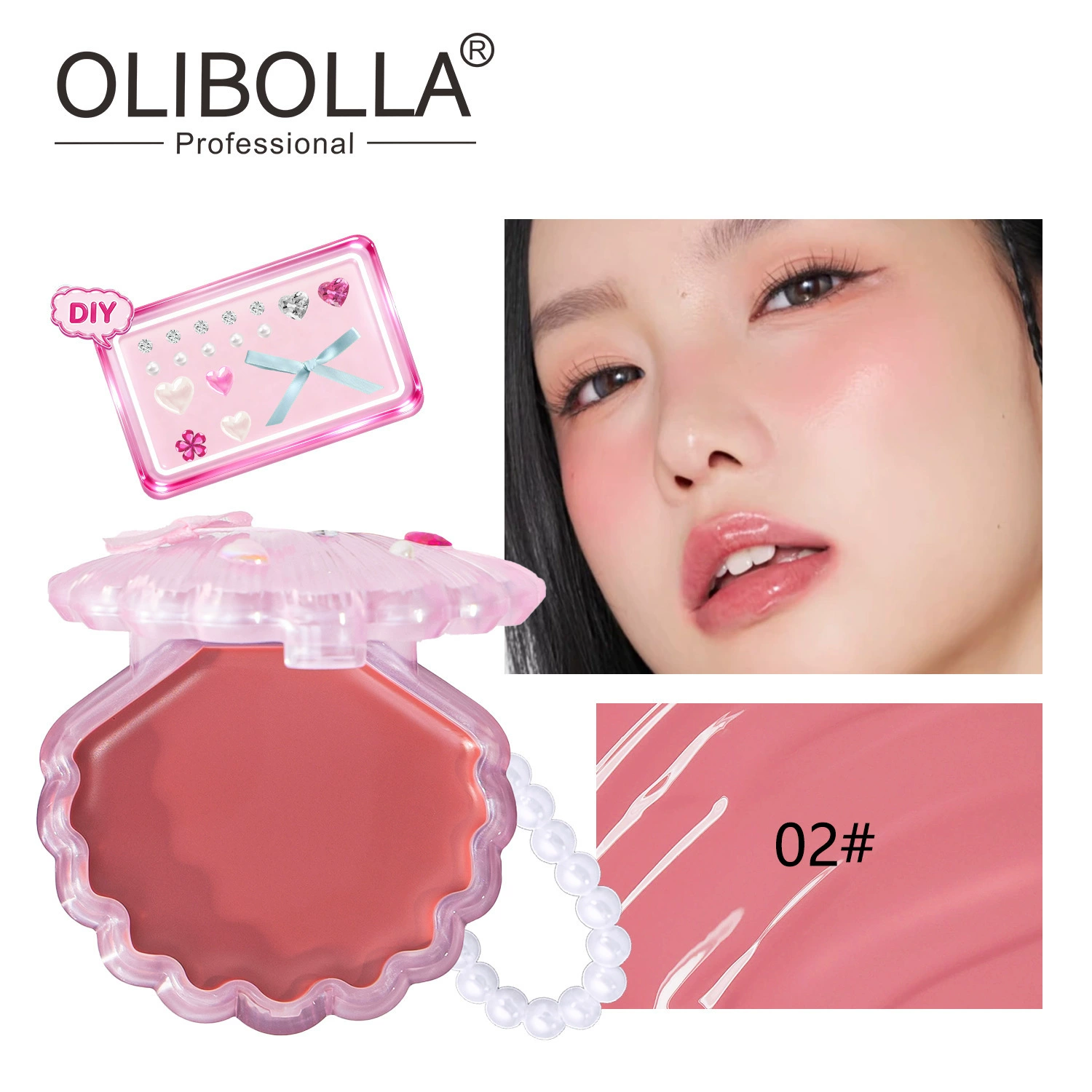 Shell powder blusher cream multipurpose lip and cheek DIY pearl powder blusher lasting color - Image 4