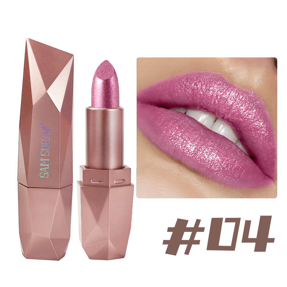 Diamond Pearl Lipstick Fine Shining Golden Brightness Moisturizing Crushed Diamond Galaxy Colored Lipstick - Image 7