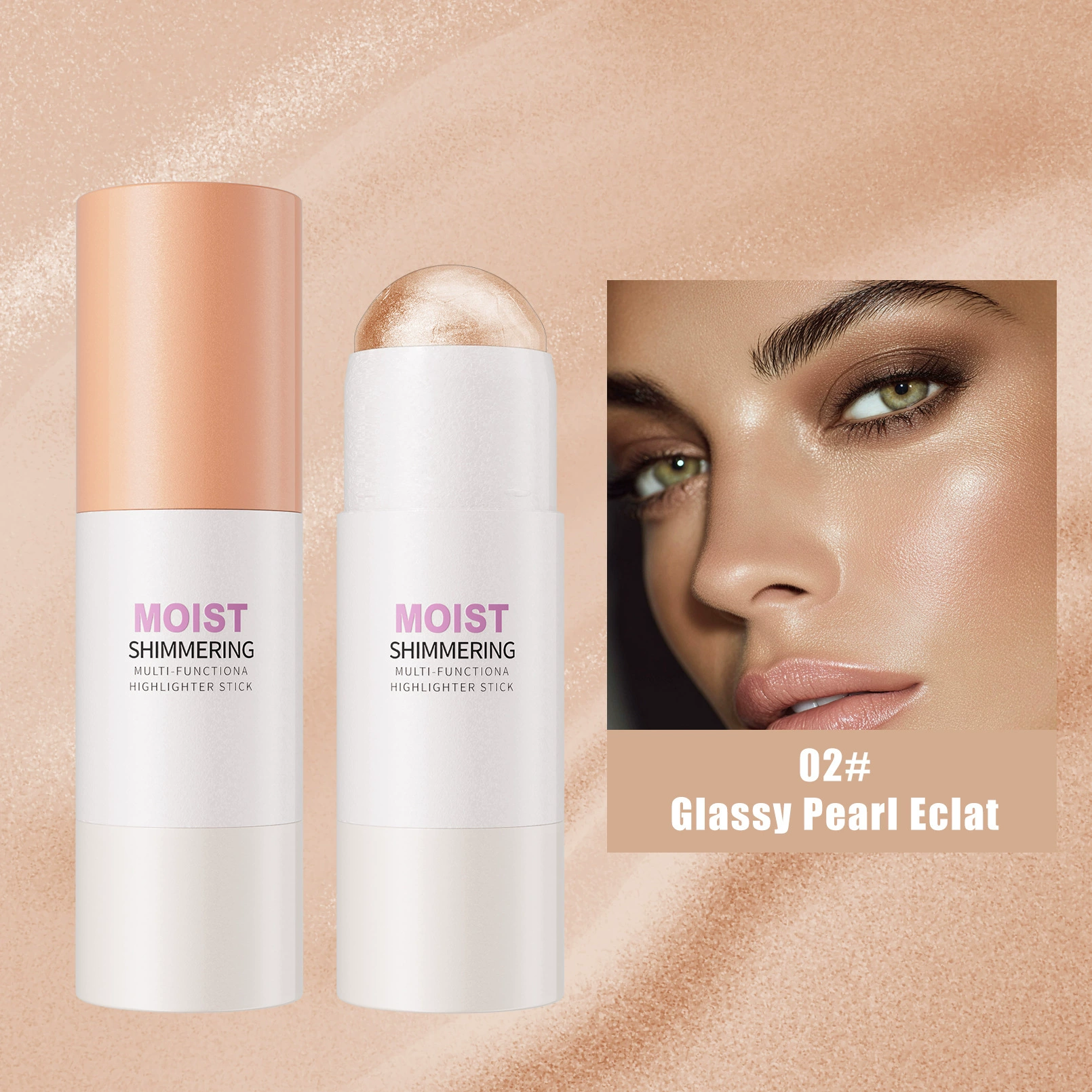 High gloss stick pearl three-dimensional modification semi transparent glass gloss highlighter pen - Image 3