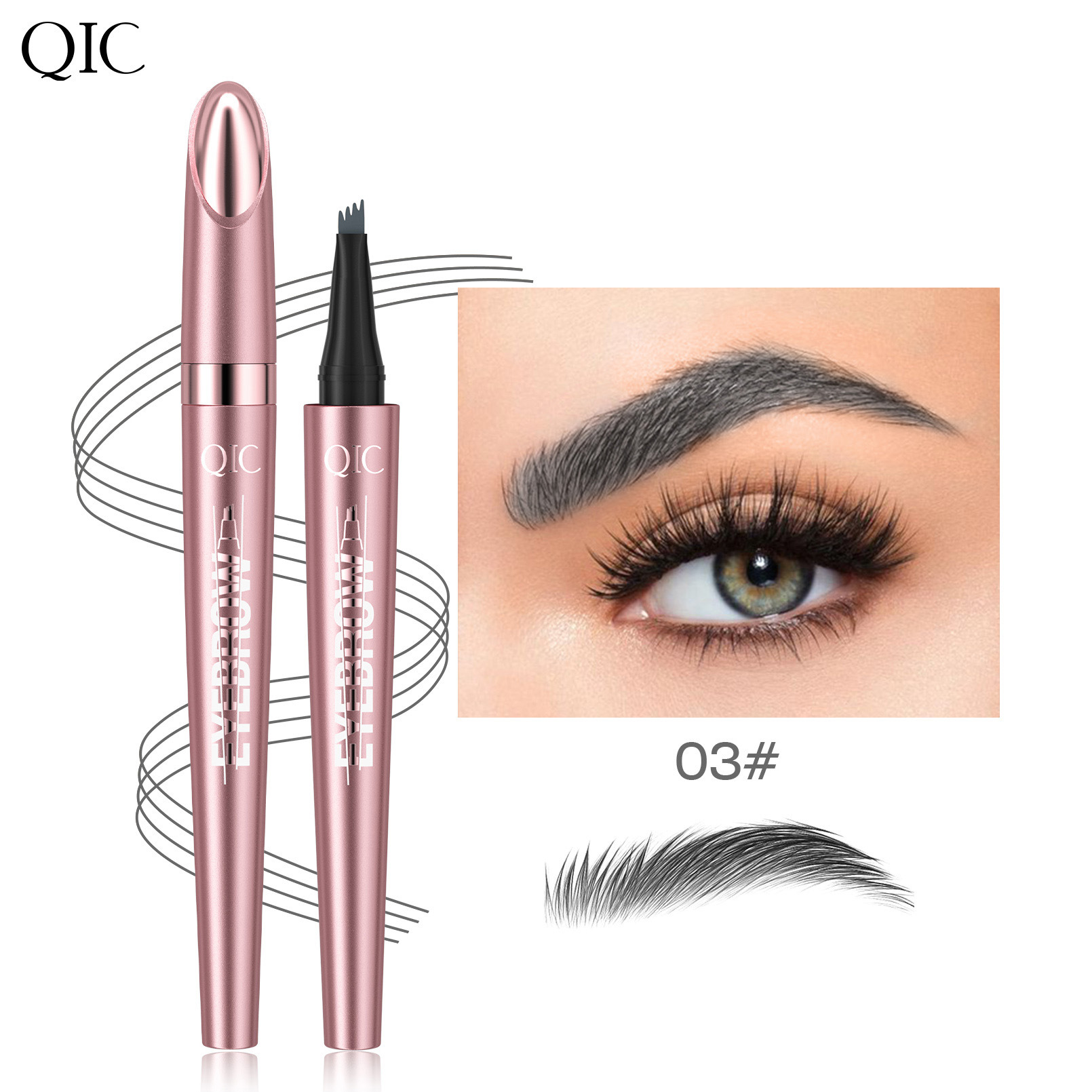 Four fork liquid eyebrow pencil four heads four claws waterproof sweat proof not easily smudged - Image 8
