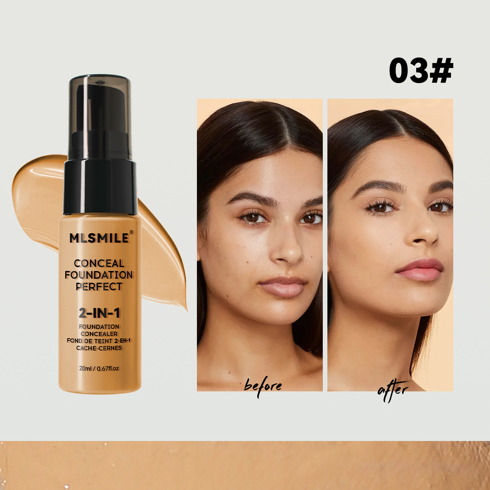 Oil control concealer moisturizing lasting 6-color liquid foundation matte oil control concealer foundation make-up European American makeup liquid foundation - Image 4