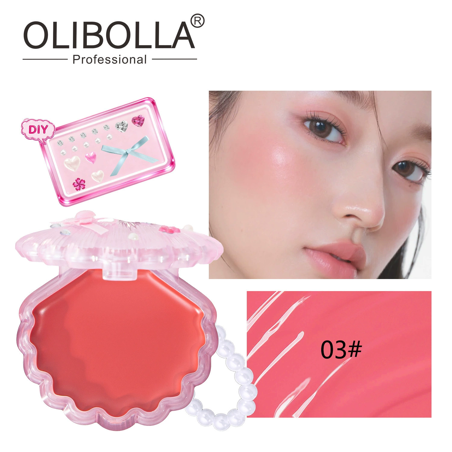 Shell powder blusher cream multipurpose lip and cheek DIY pearl powder blusher lasting color - Image 5