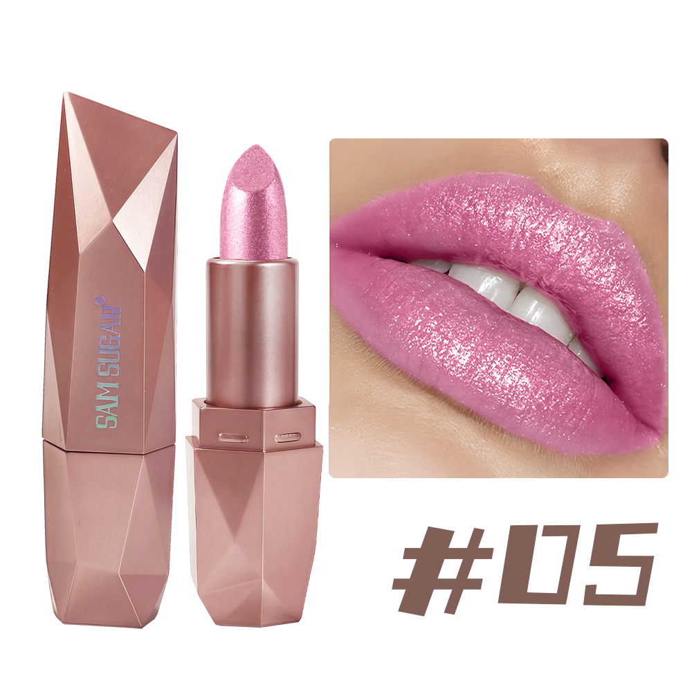 Diamond Pearl Lipstick Fine Shining Golden Brightness Moisturizing Crushed Diamond Galaxy Colored Lipstick - Image 8