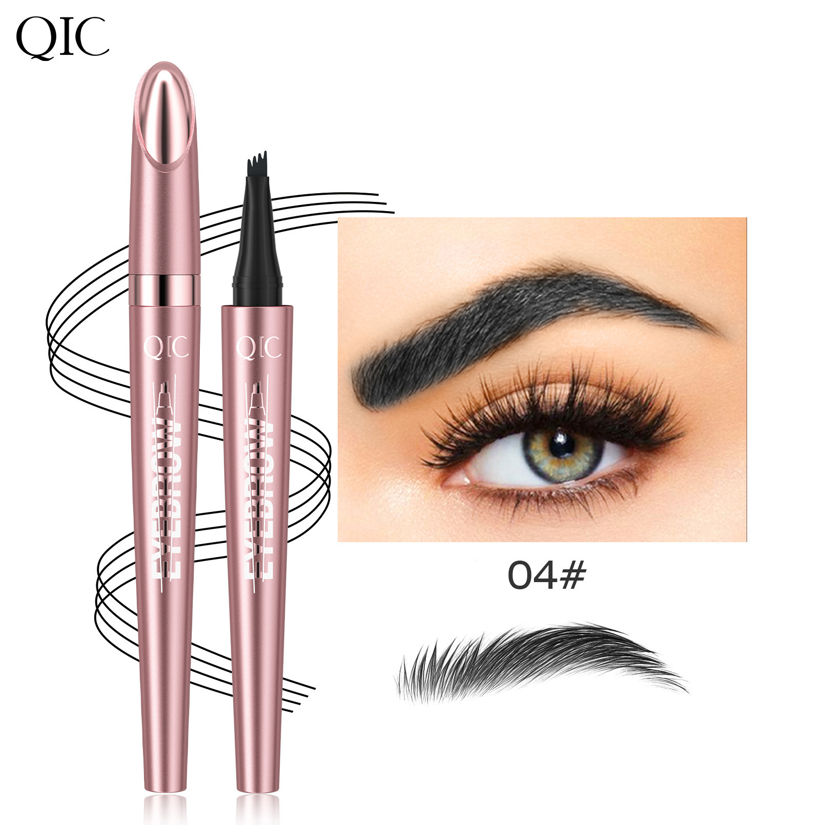 Four fork liquid eyebrow pencil four heads four claws waterproof sweat proof not easily smudged - Image 9