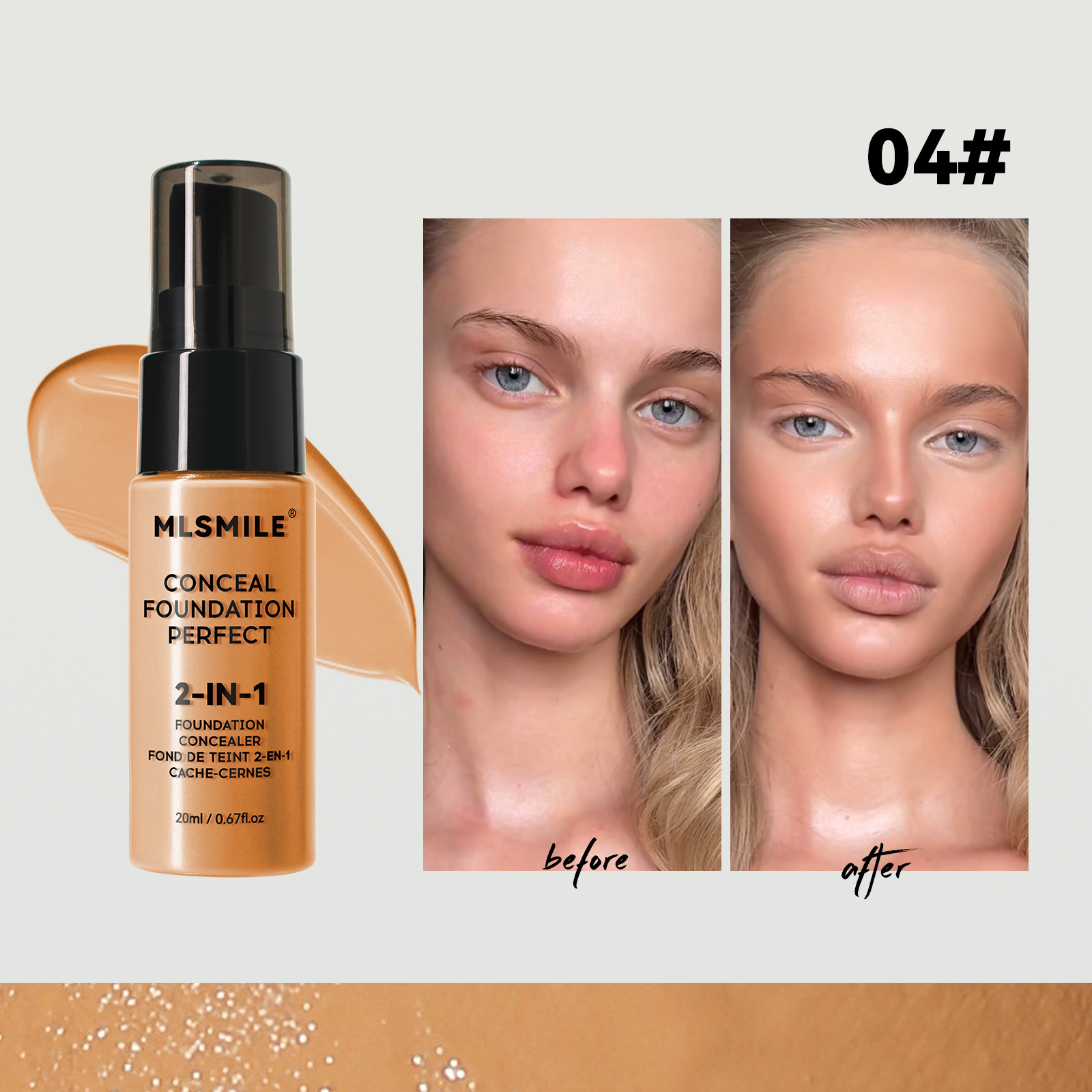 Oil control concealer moisturizing lasting 6-color liquid foundation matte oil control concealer foundation make-up European American makeup liquid foundation - Image 5