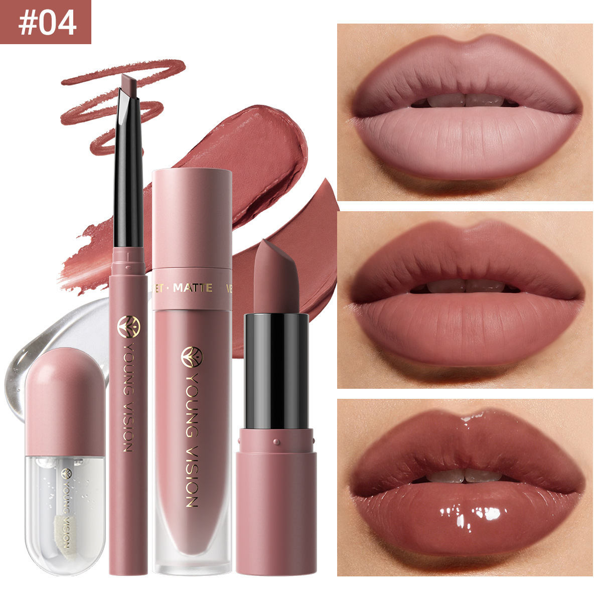 Lip set 4 lipliner lipstick liquid lipstick lip oil set 8 colors optional - Image 8
