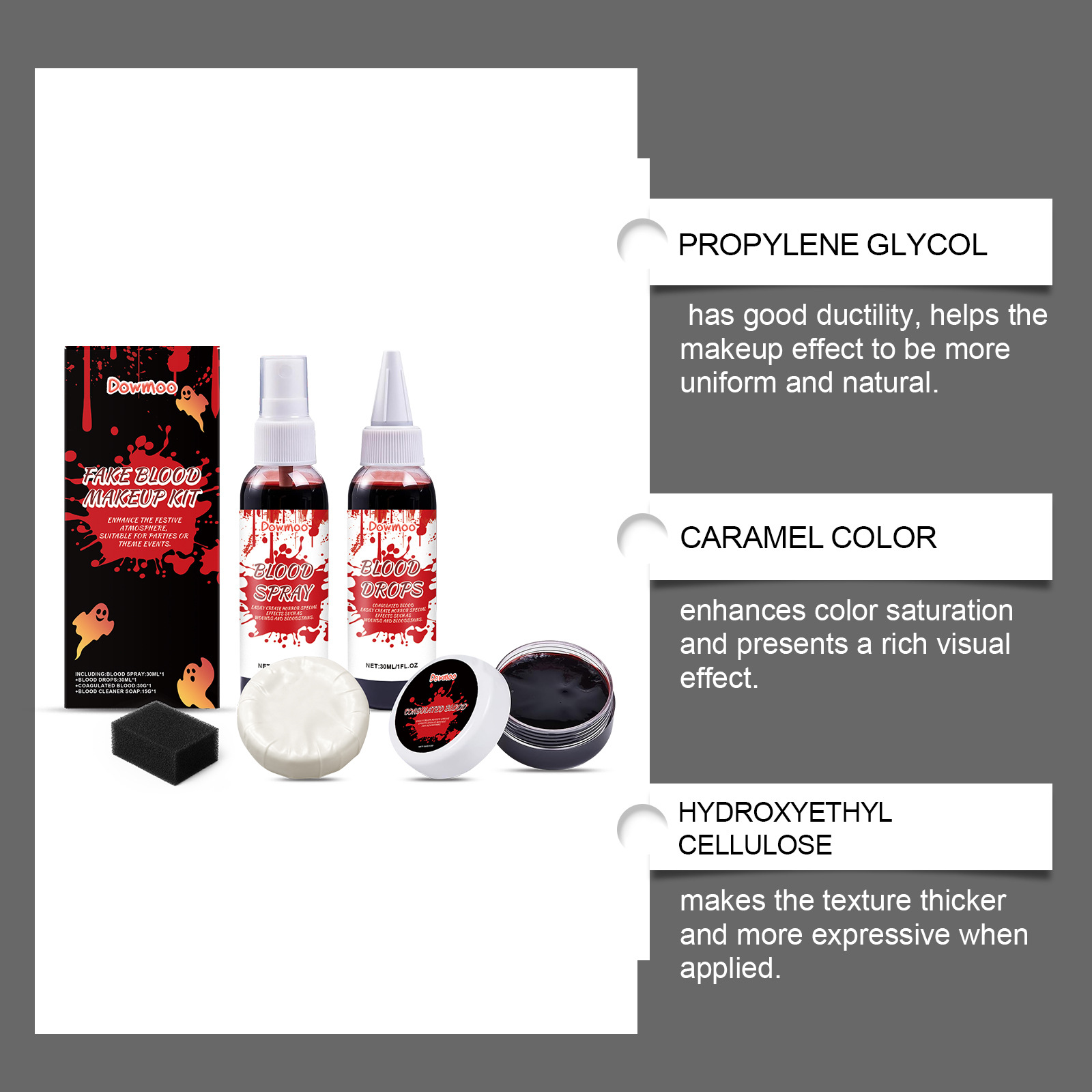 Halloween fake blood makeup set funny makeup plasma drops makeup blood mimicking props holiday party - Image 6